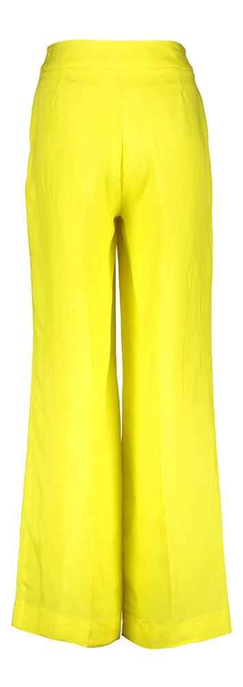 Gele wijde broek met bandplooi Her