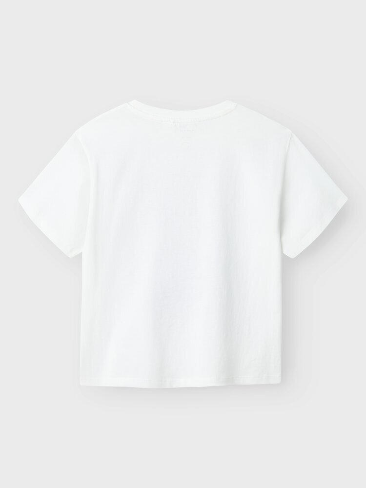 T-shirt blanc en coton, col rond et manches courtes. Nomme-le