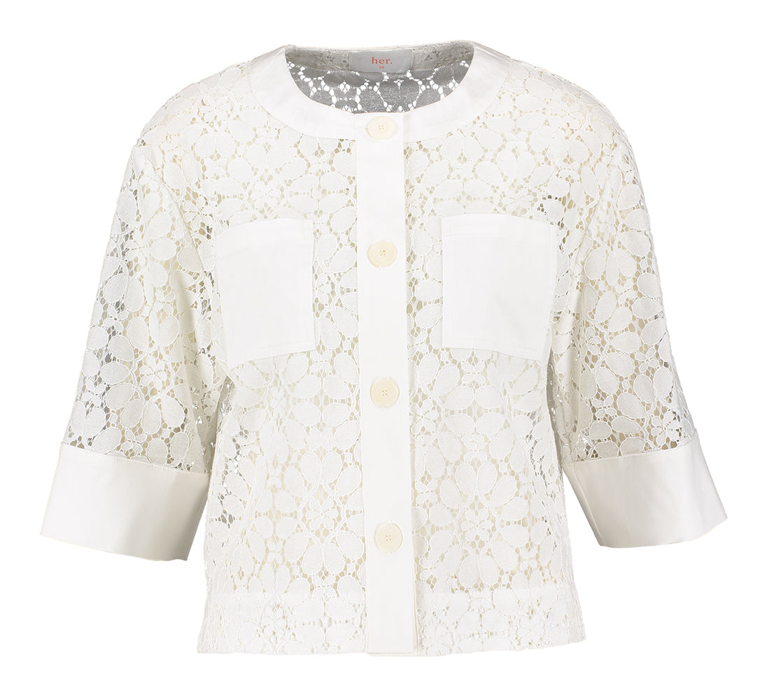 Chemisier transparent écru brodé Leo Her