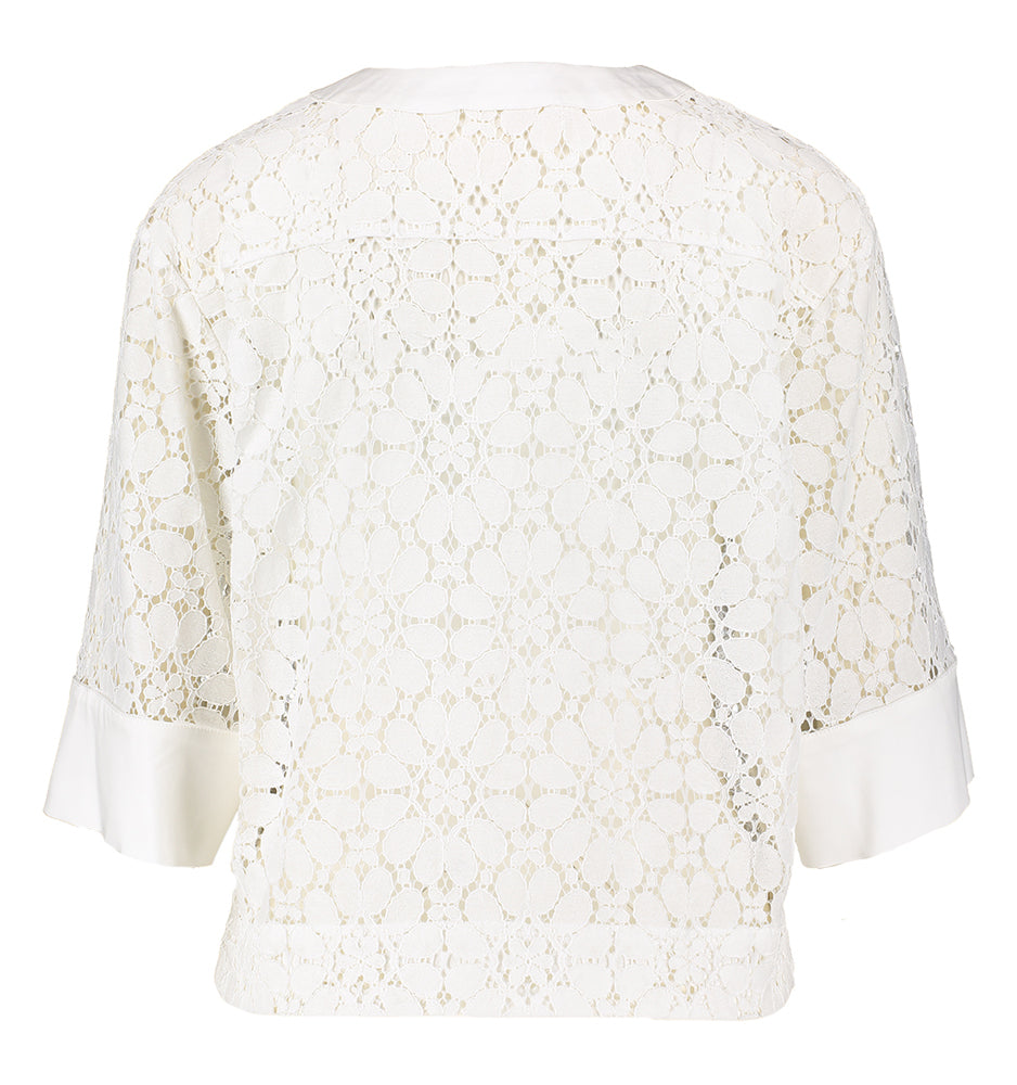 Chemisier transparent écru brodé Leo Her