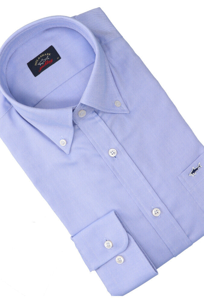 Chemise bleue en coton, coupe classique, manches longues, Paul & Shark