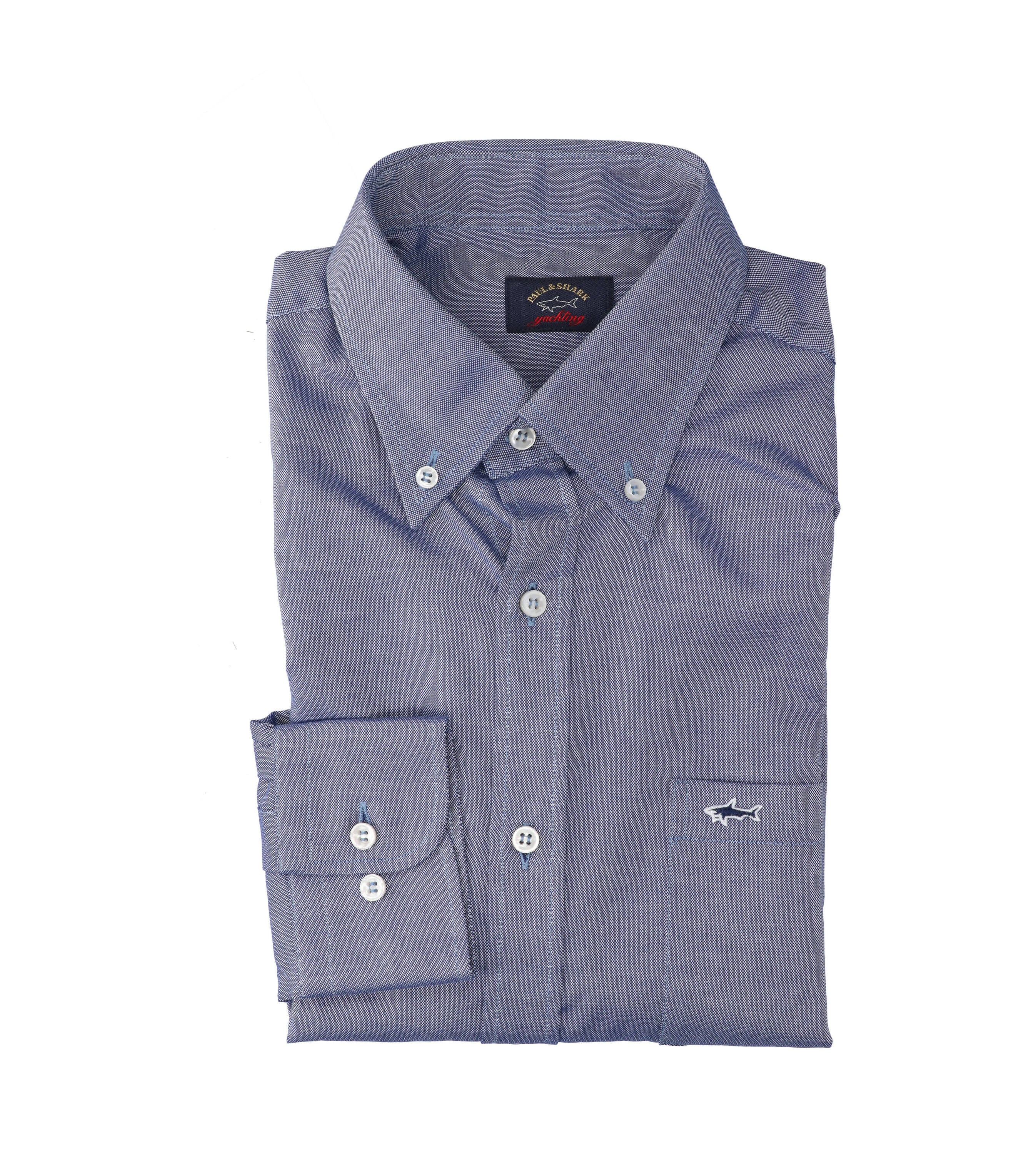 Chemise bleue en coton, coupe classique, manches longues, Paul & Shark