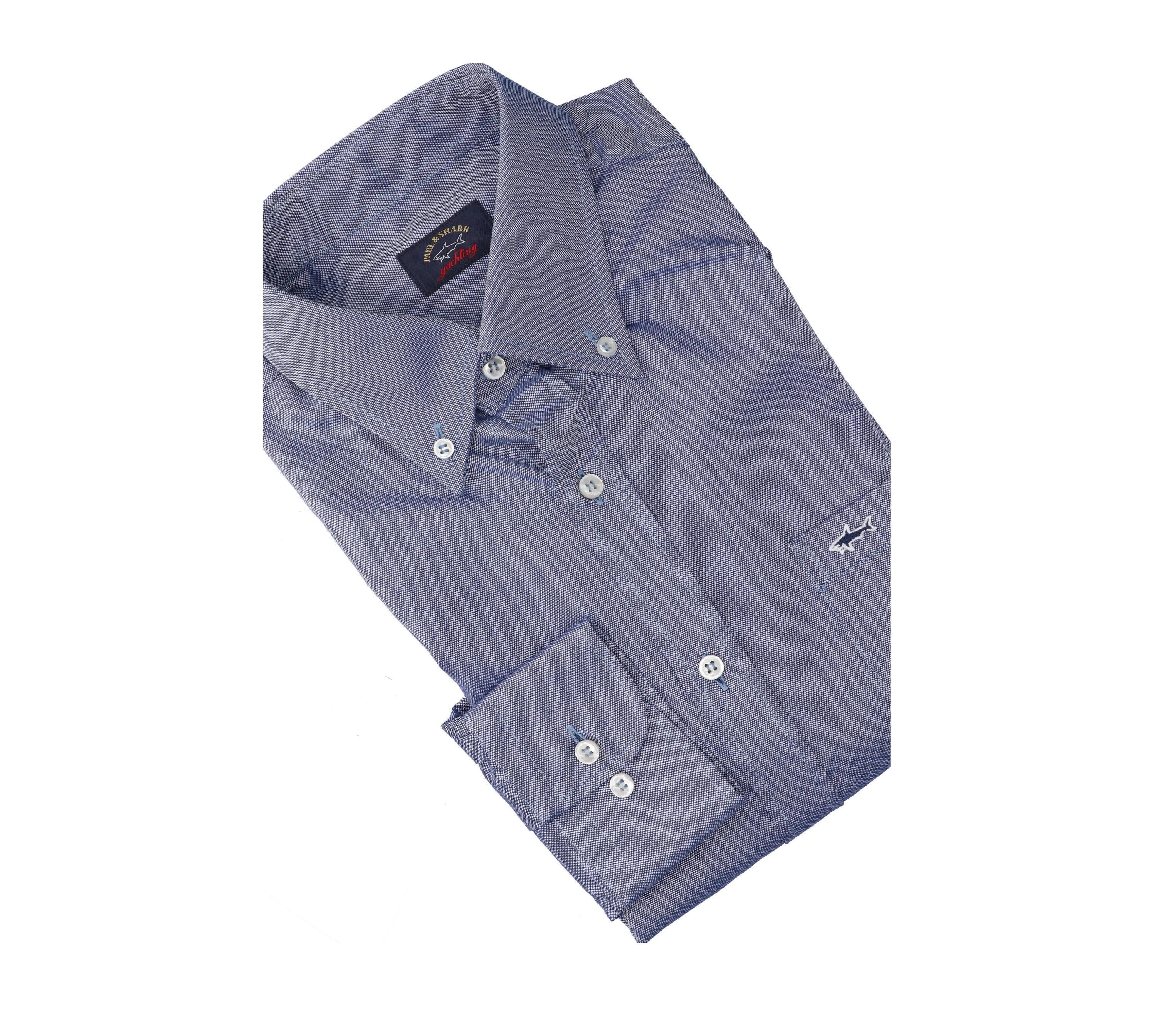 Chemise bleue en coton, coupe classique, manches longues, Paul & Shark