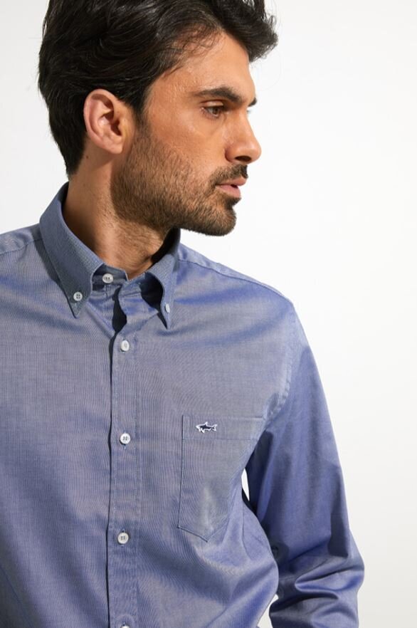 Chemise bleue en coton, coupe classique, manches longues, Paul & Shark