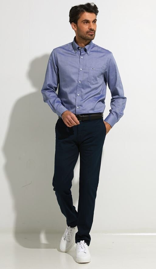 Chemise bleue en coton, coupe classique, manches longues, Paul & Shark