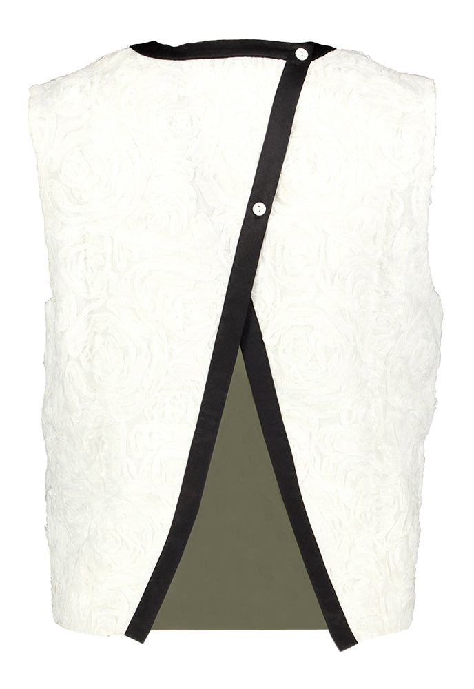 Witte top met pailetten detail en open rug Megan Baum Und Pferdgarten