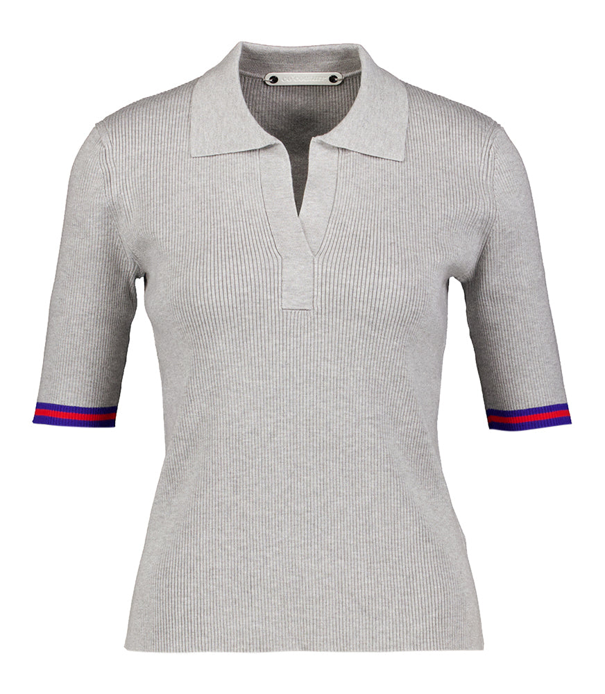 Polo gris avec détail sur la manche Co'Couture
