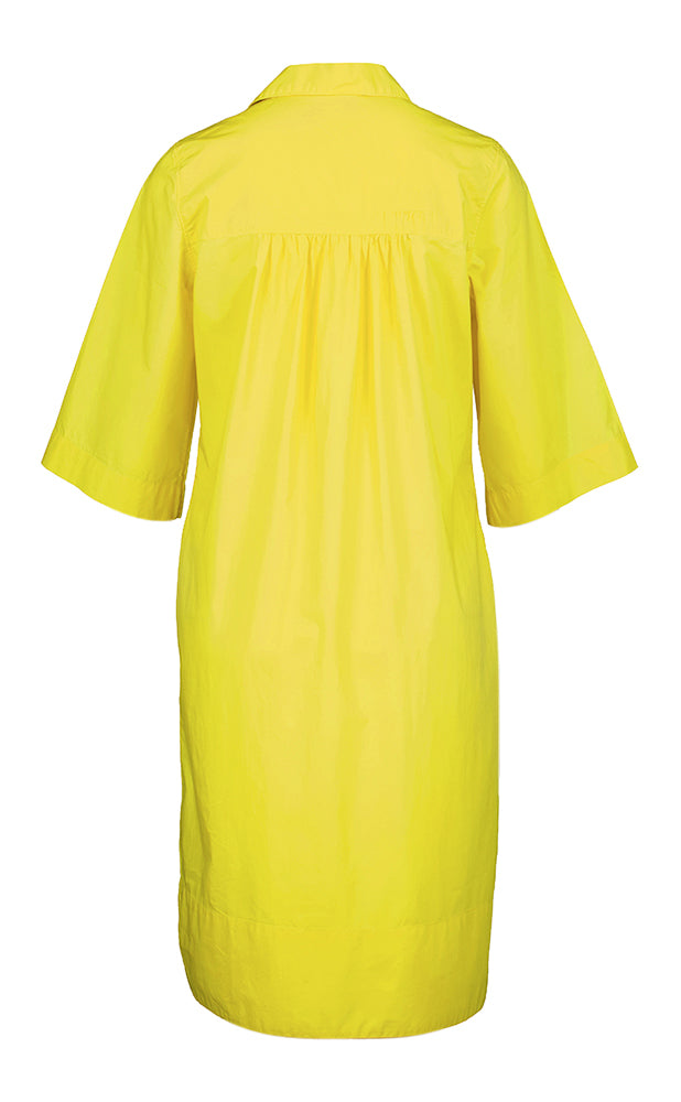 Robe jaune en coton à boutons et manches courtes Rosso35
