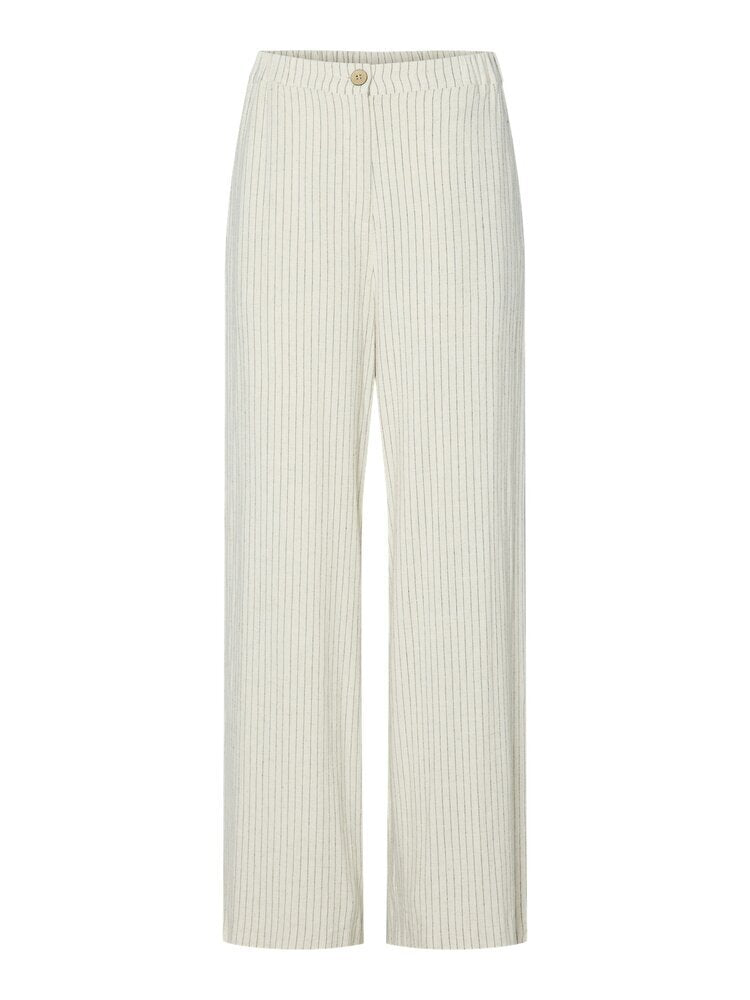 Pantalon rayé en lin beige Yasliru YAS