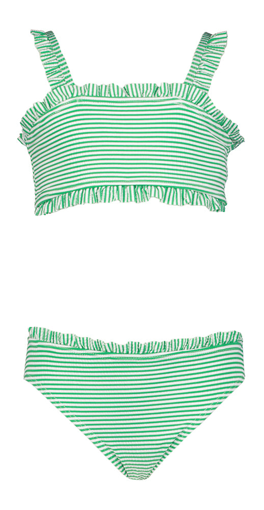 Bright green gestreepte bikini Name It