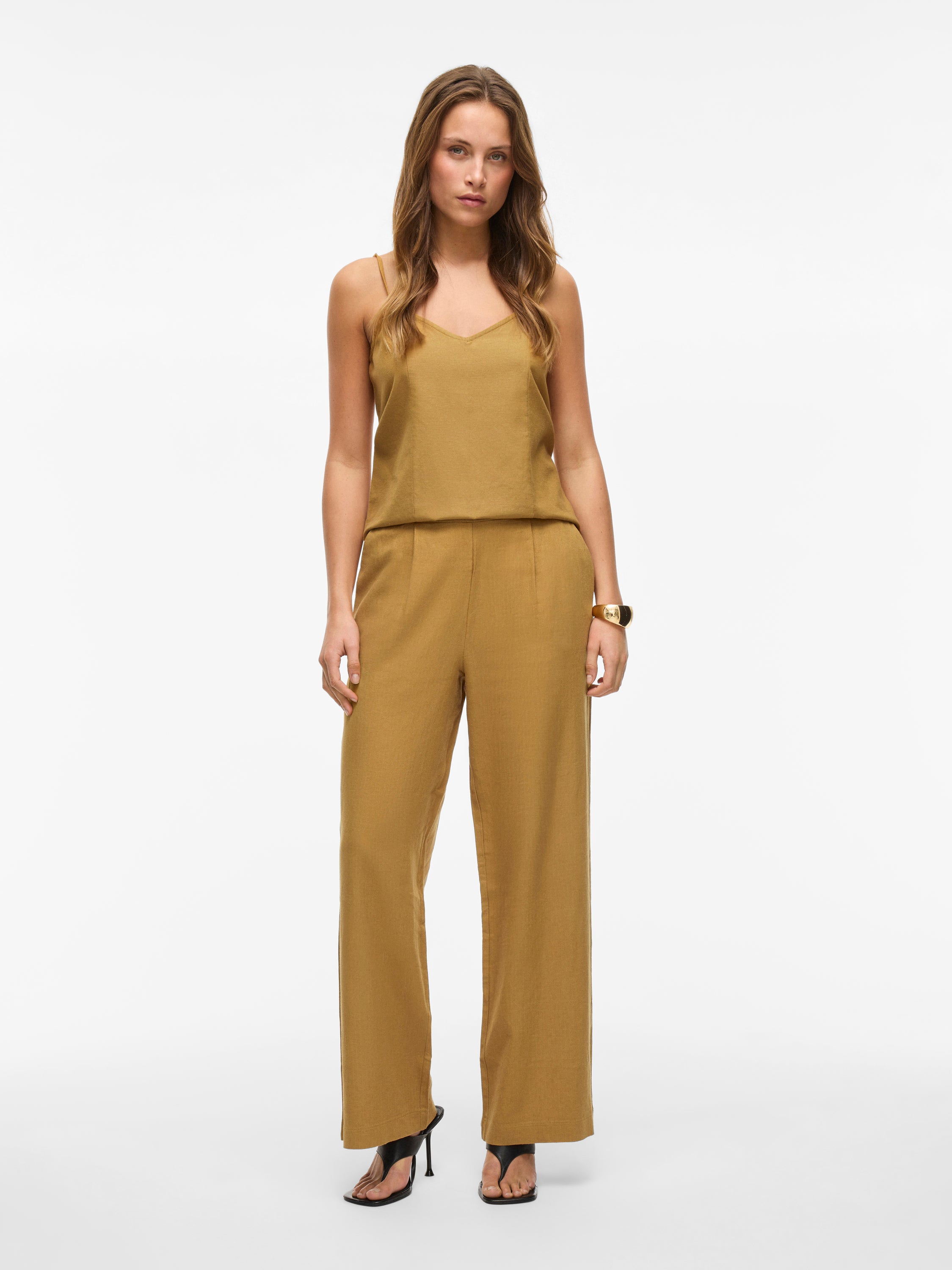 Pantalon large marron Vila