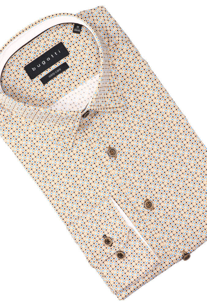 Chemise blanche en coton (coupe classique) à pois et manches longues Bugatti