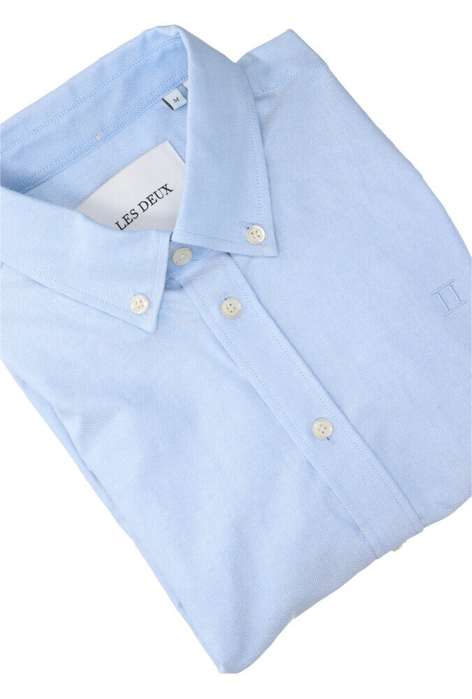 Lichtblauw katoenen hemd (regular fit) met lange mouwen Konrad Oxford Les Deux