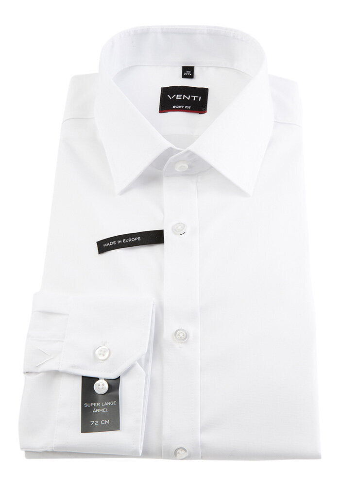 Chemise blanche en coton, coupe ajustée, manches extra longues, taille Venti