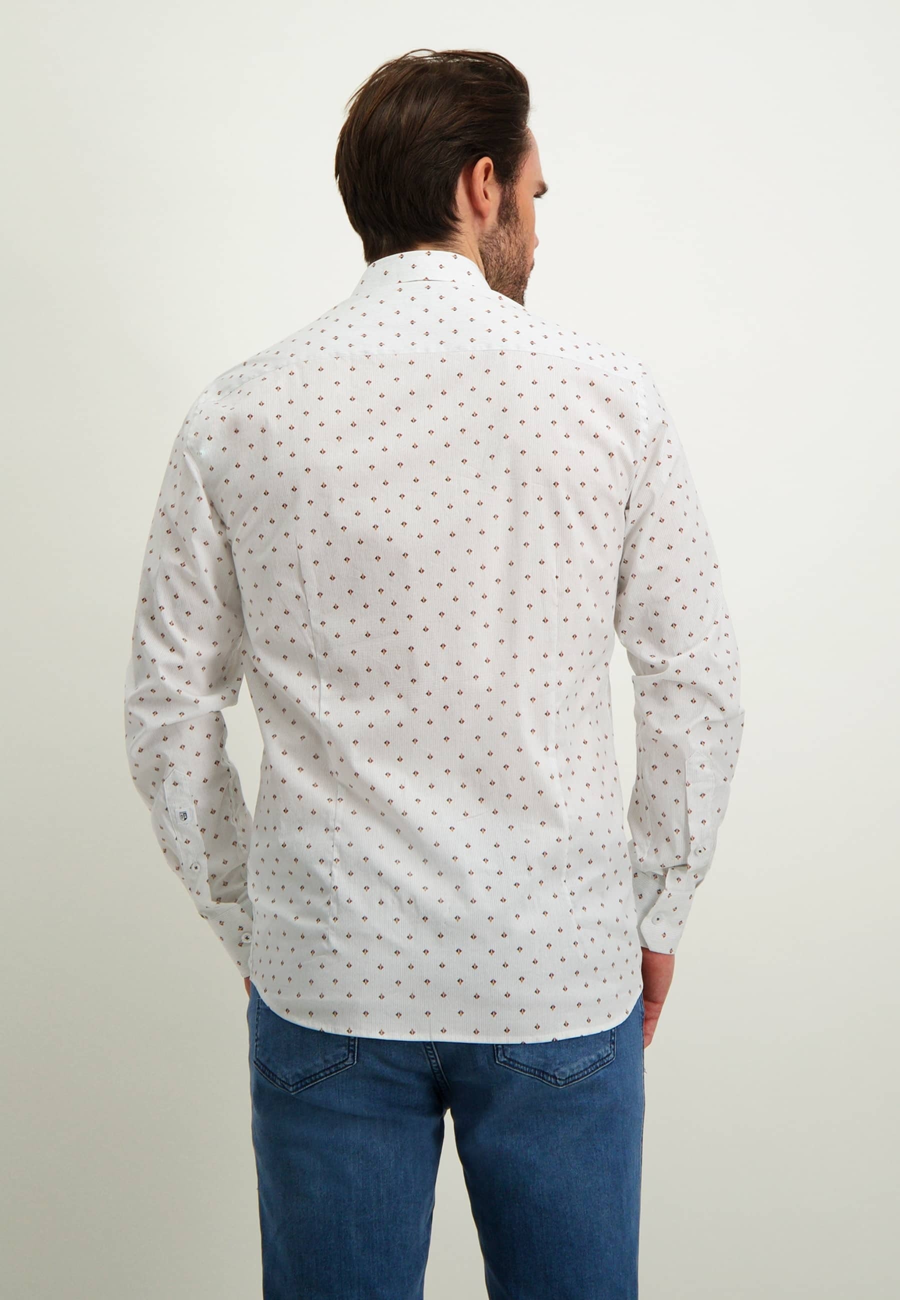 Chemise en coton blanc (coupe classique) imprimée à manches longues State Of Art