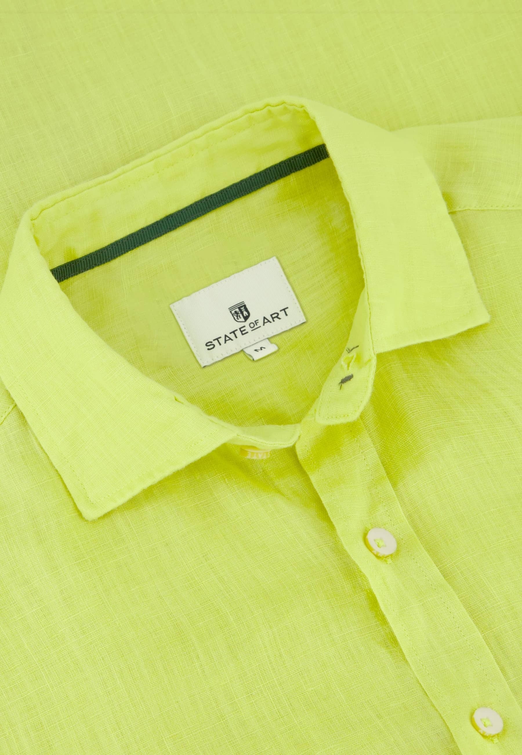 Limoengroen linnen hemd (regular fit) met lange mouwen State of Art