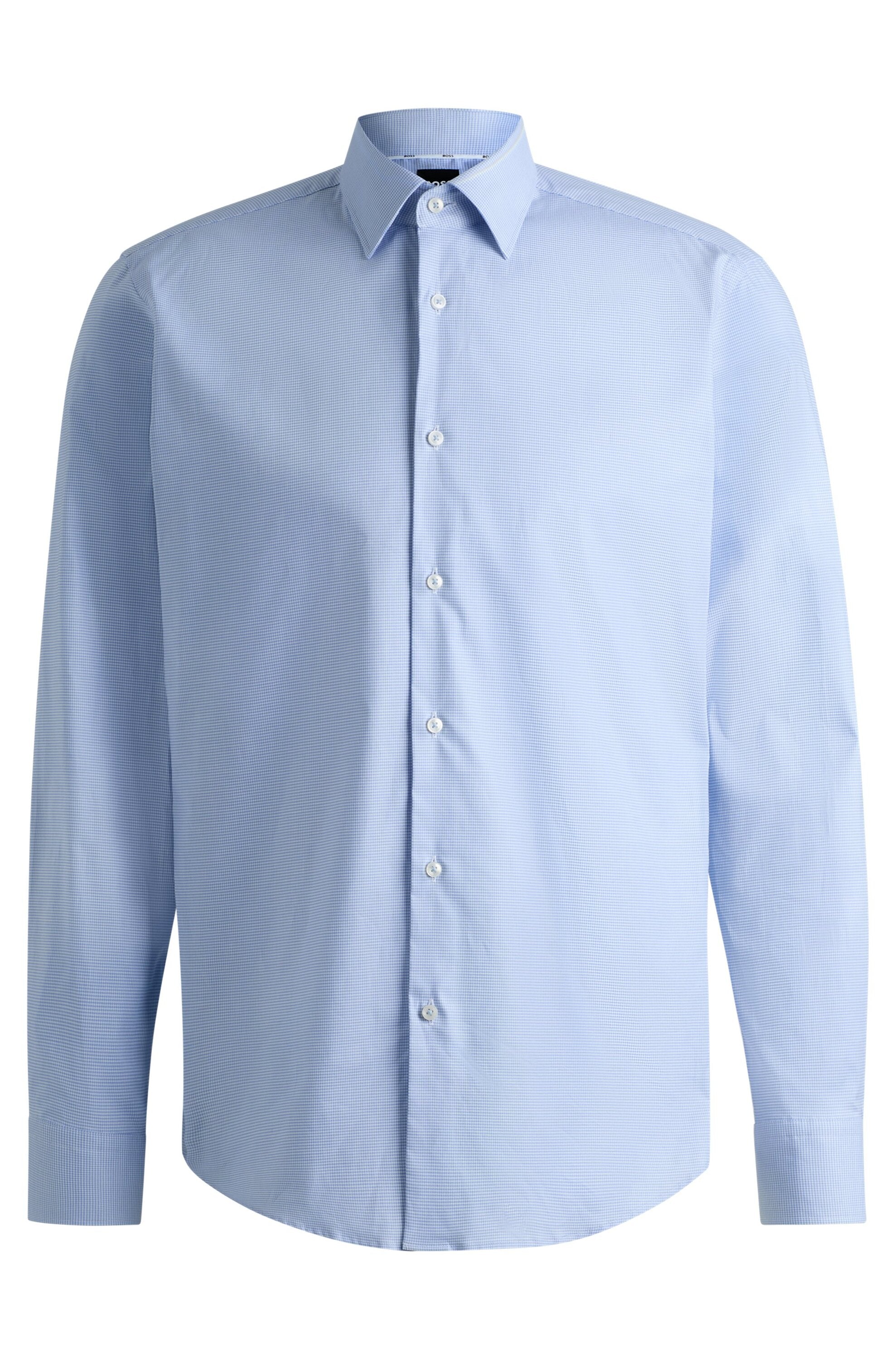 Chemise en coton bleu clair/pastel (coupe classique) avec détails et manches longues Hugo Boss