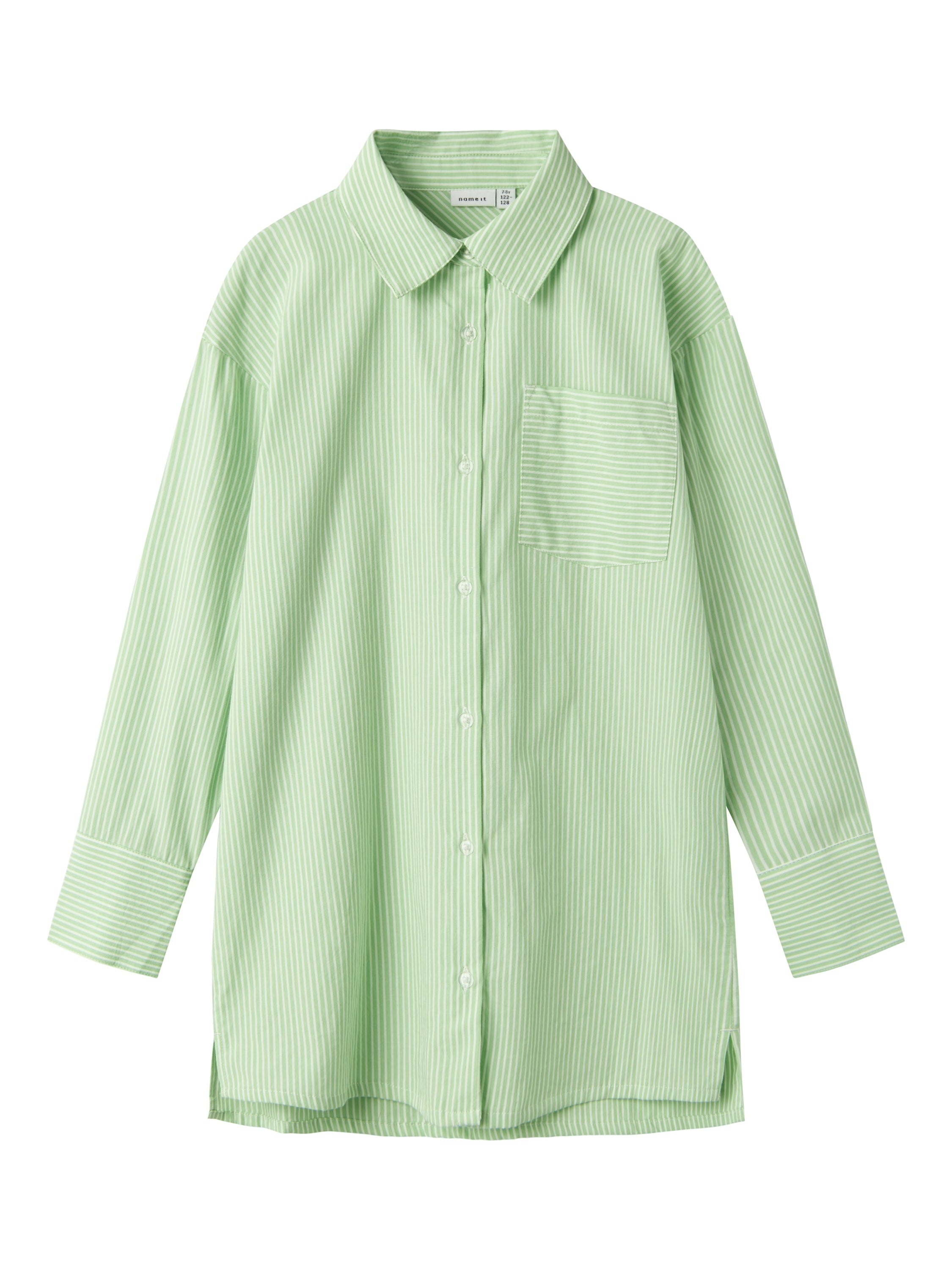 Lichtgroene en witte gestreepte blouse Name It