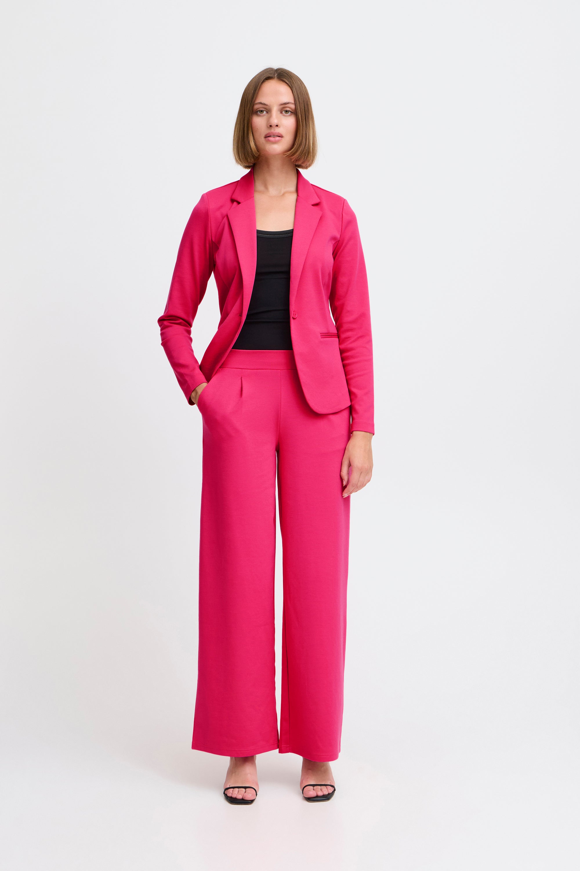 Fushia comfortabele broek met elastiek en zakken Kate Sus Ichi