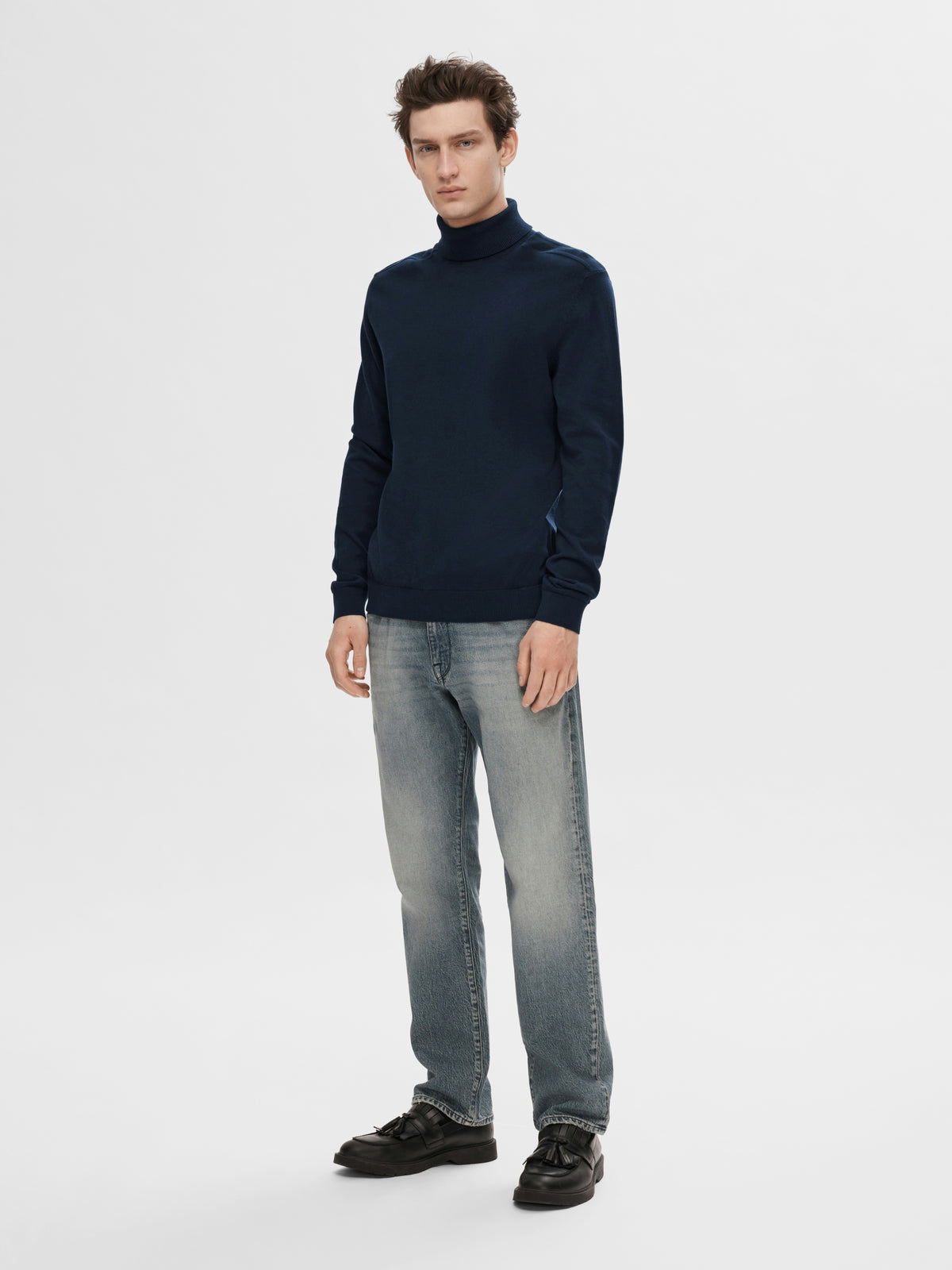 Blauwe trui met rolkraag Selected