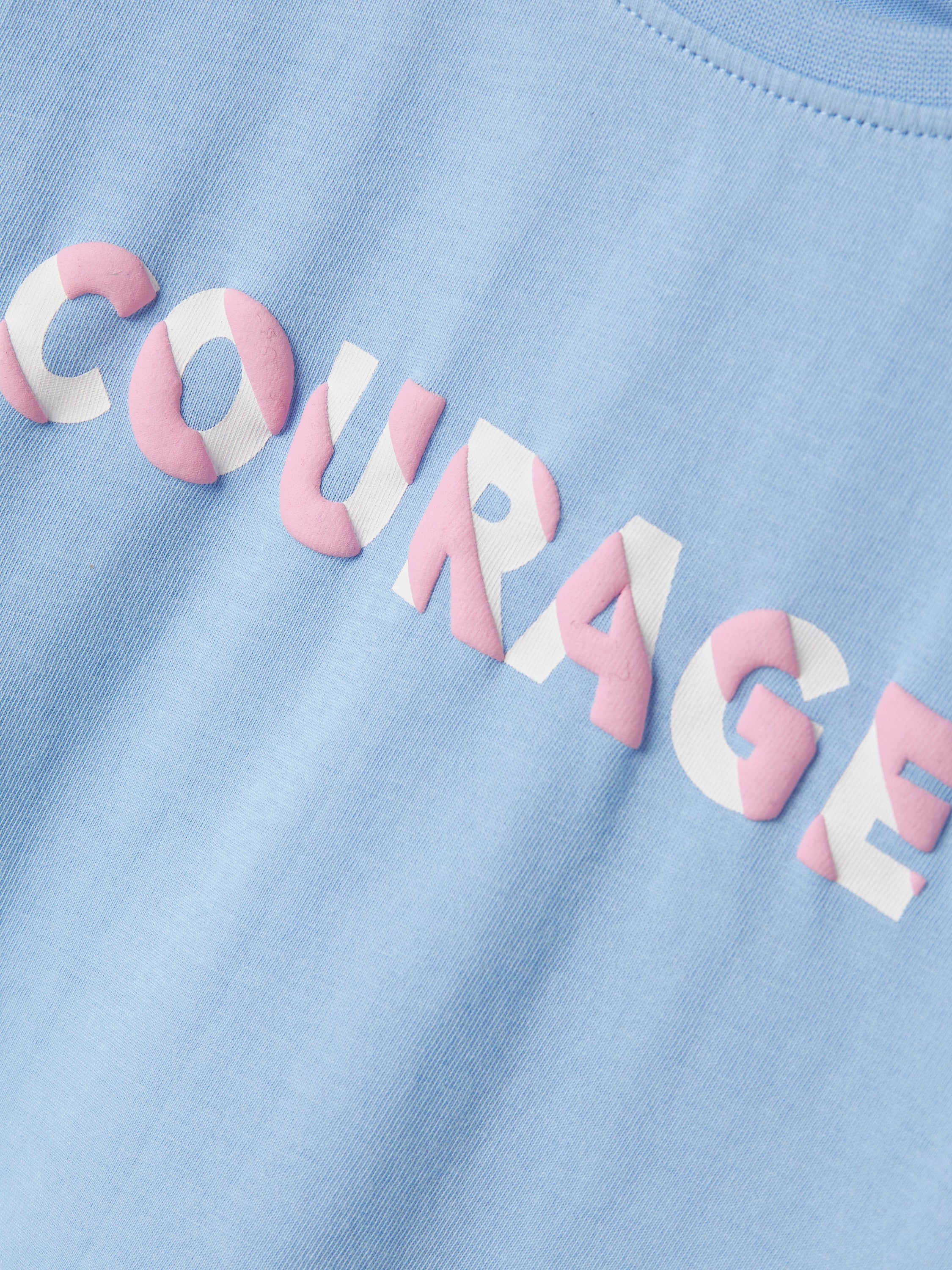 T-shirt en coton bleu clair avec impression rose « Name It »