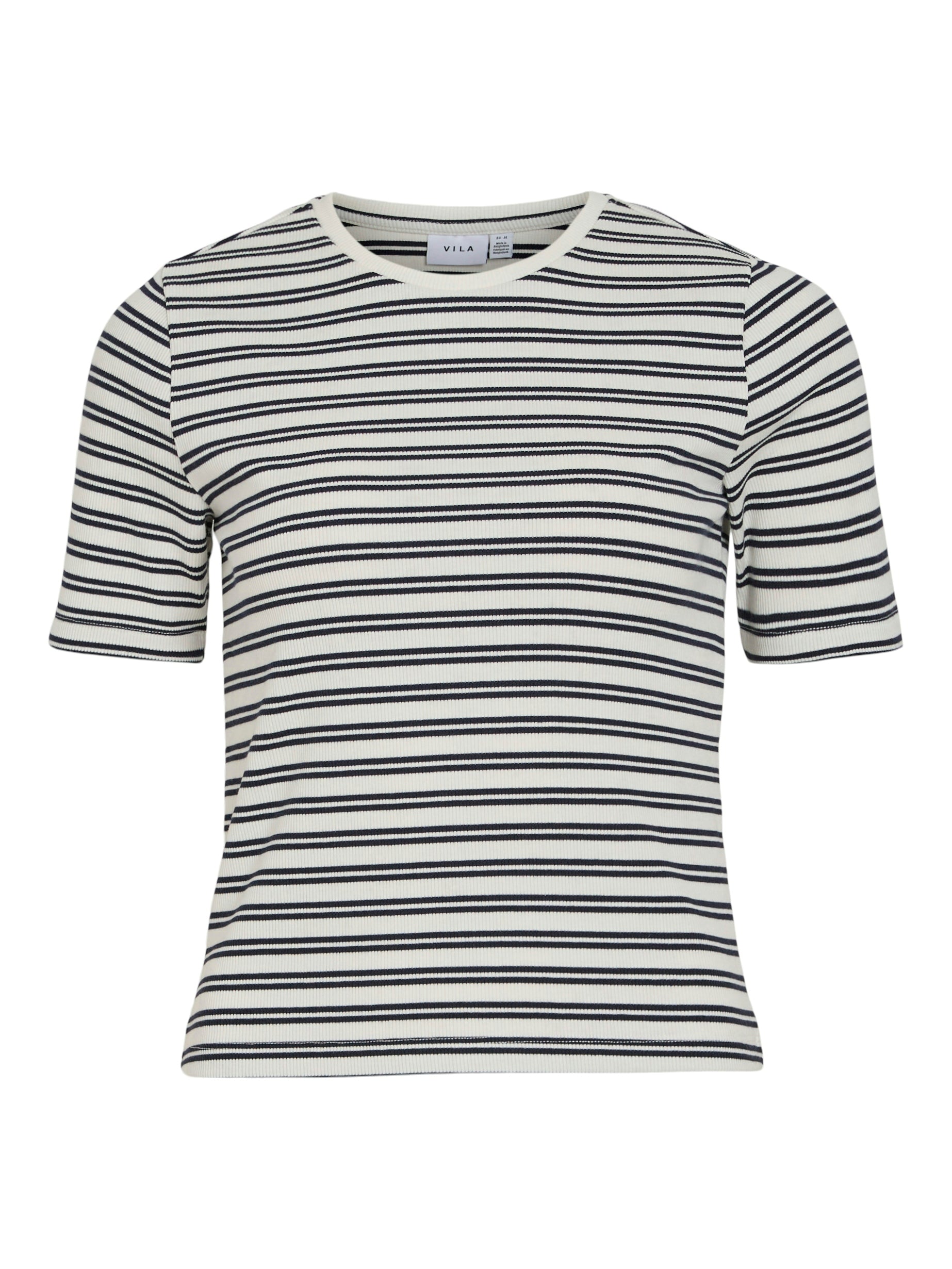 Navy /snow white t-shirt met strepen Vila
