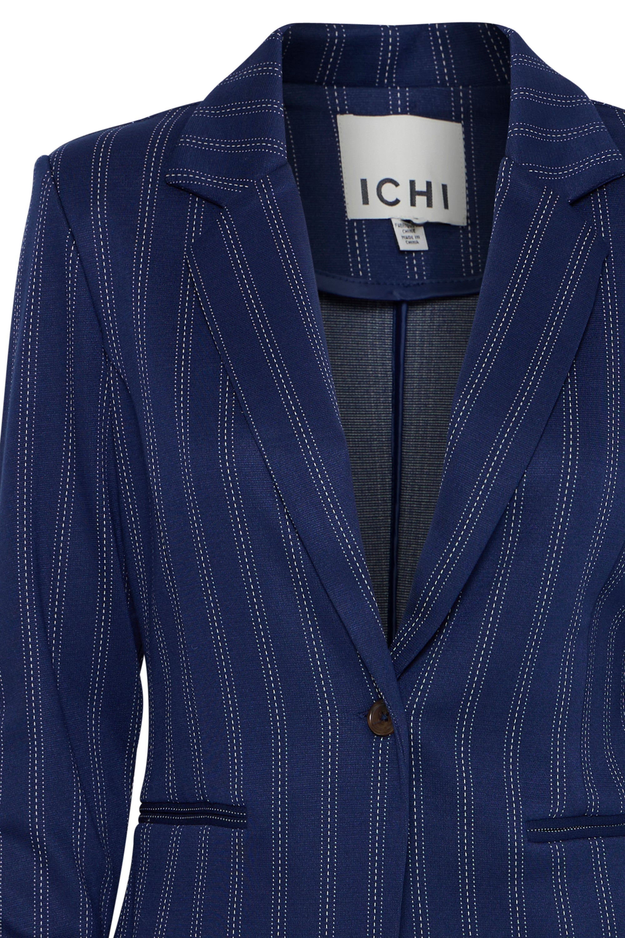 DSonkerblauwe blazer met krijtstreep Ruti Ichi