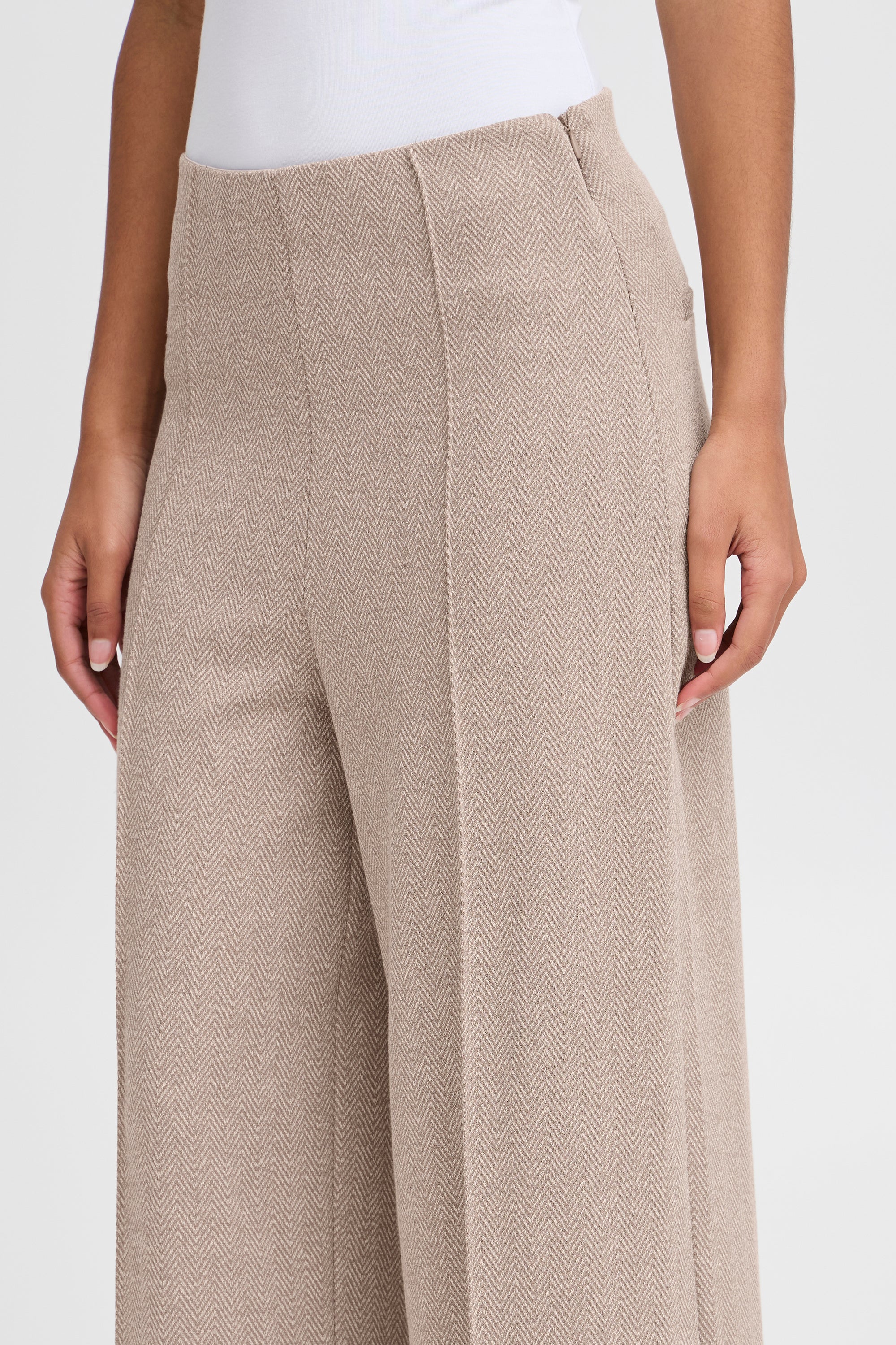 Groene comfortabele geklede broek Kate Jacquard Ichi
