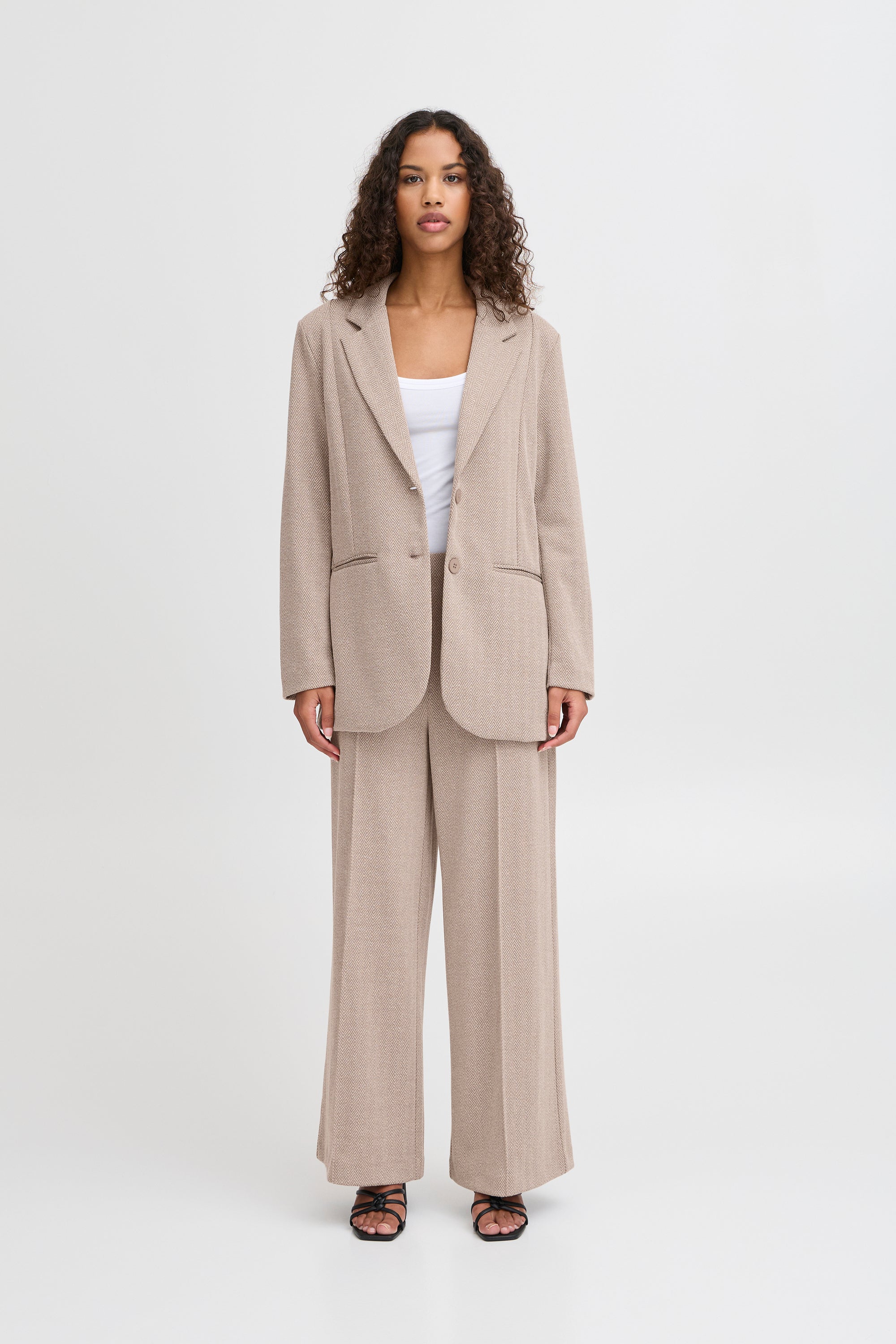 Groene comfortabele geklede broek Kate Jacquard Ichi