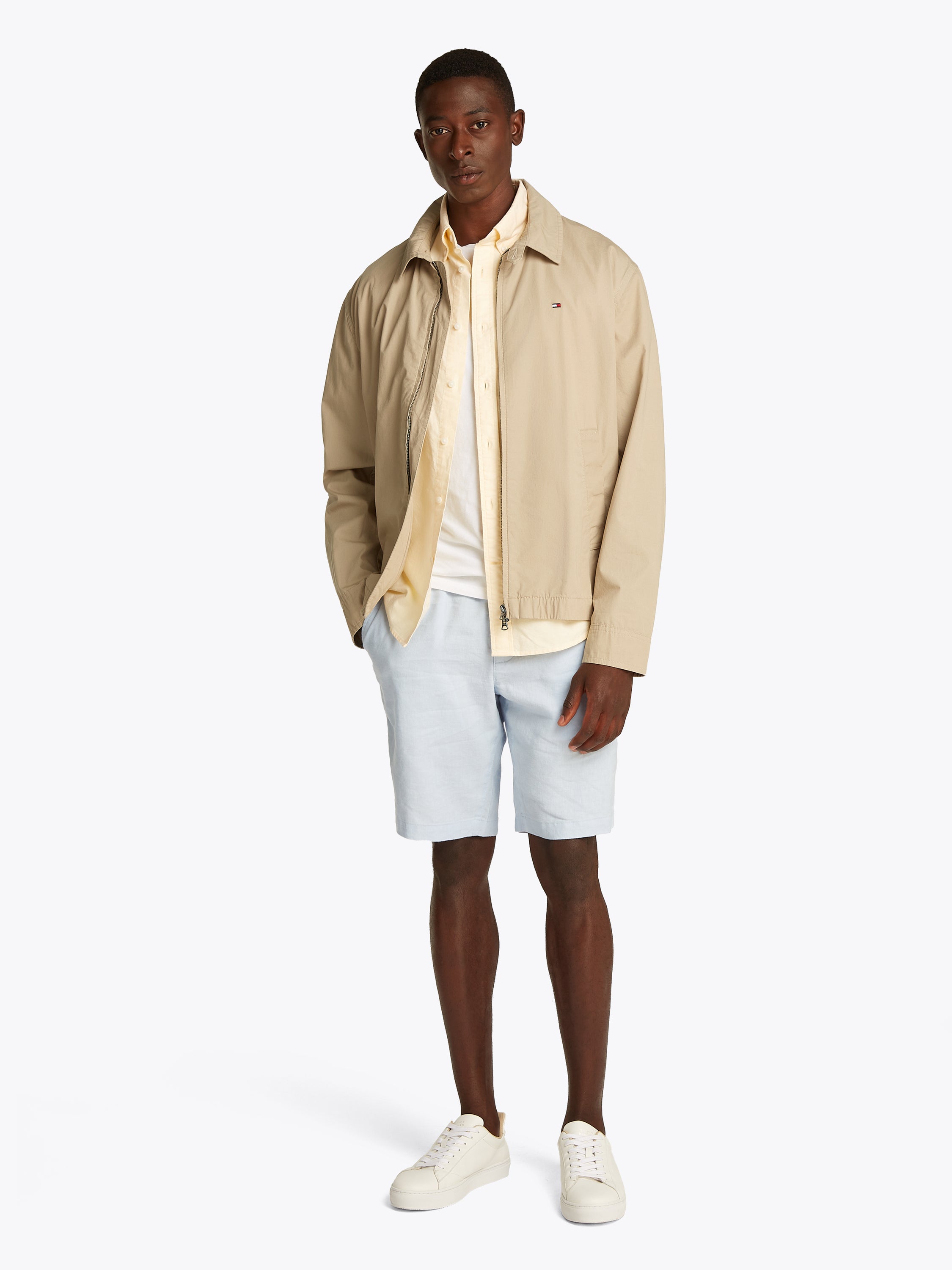 Veste courte beige Tommy Hilfiger à fermeture éclair et manches longues