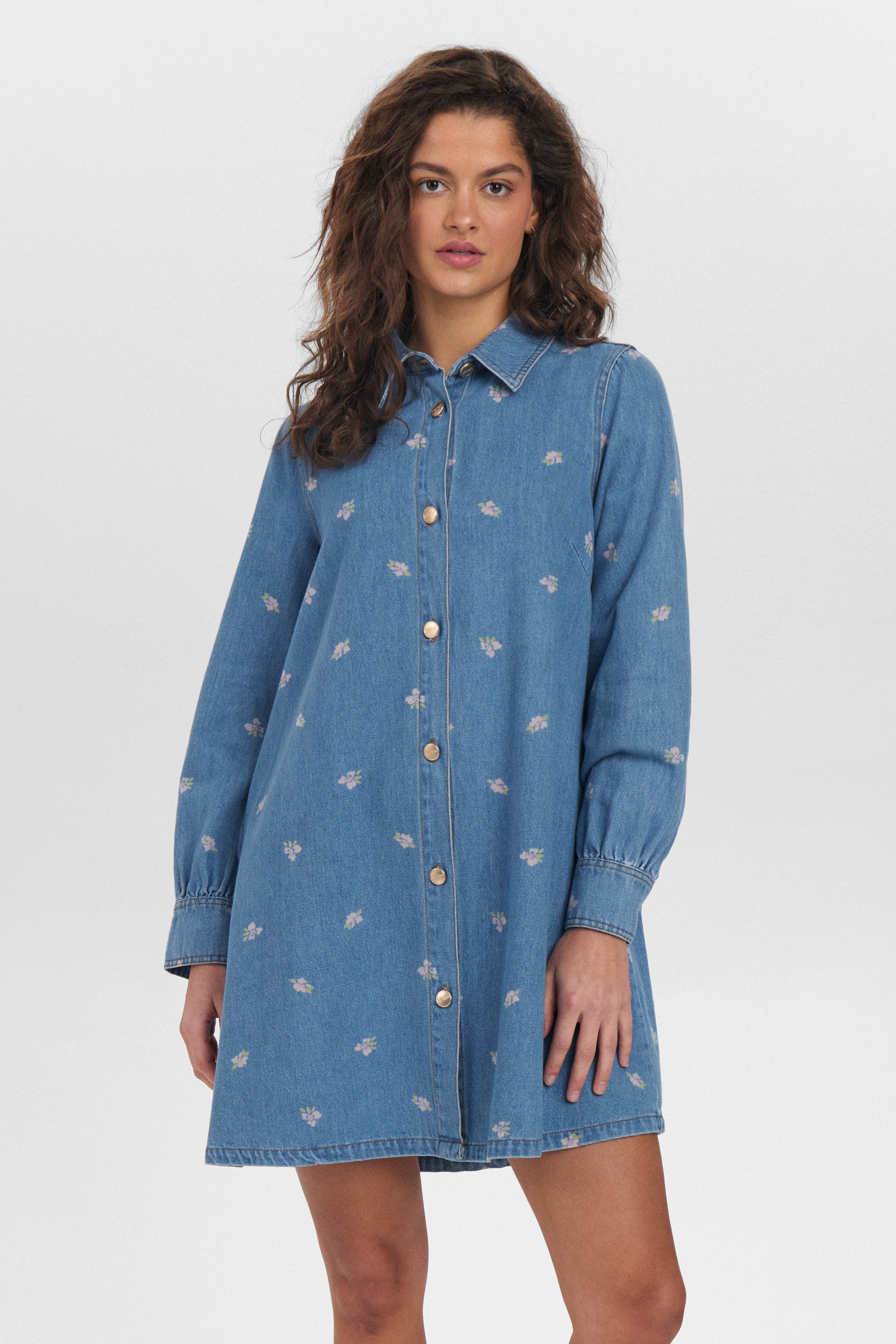 Jeansjurk met bloemetjesmotief Ibiza Dress Numph