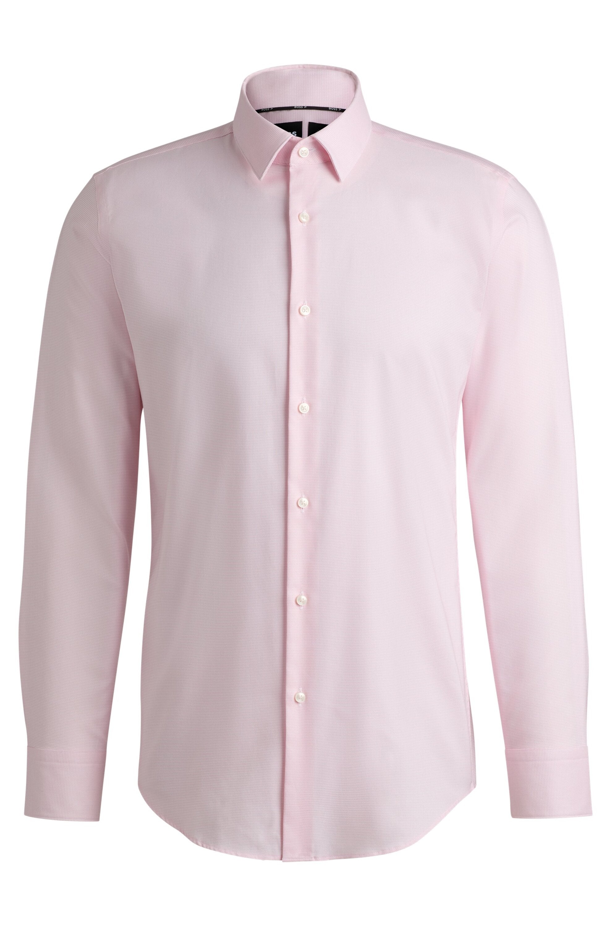 Light/pastel pink katoenen hemd (slim fit) en lange mouwen Hugo Boss
