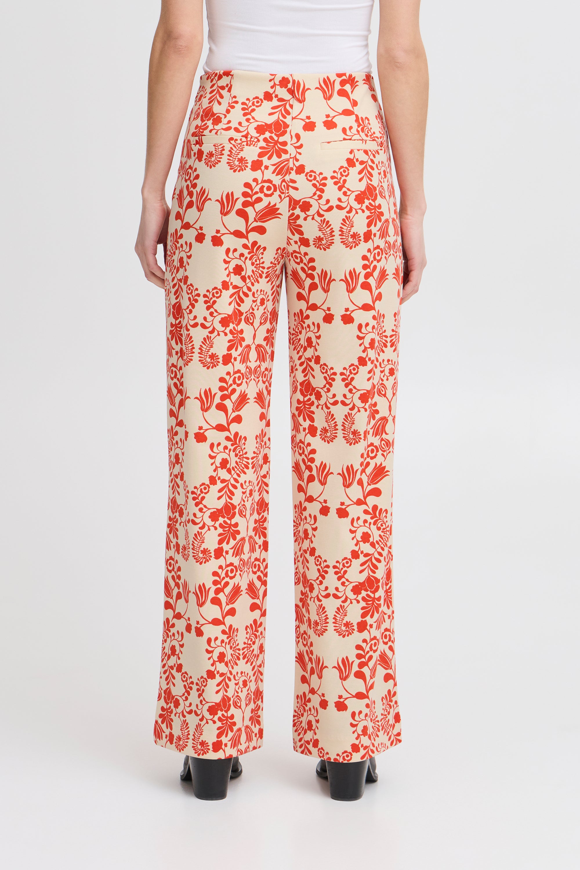 Beige broek met rode print Kate Ichi
