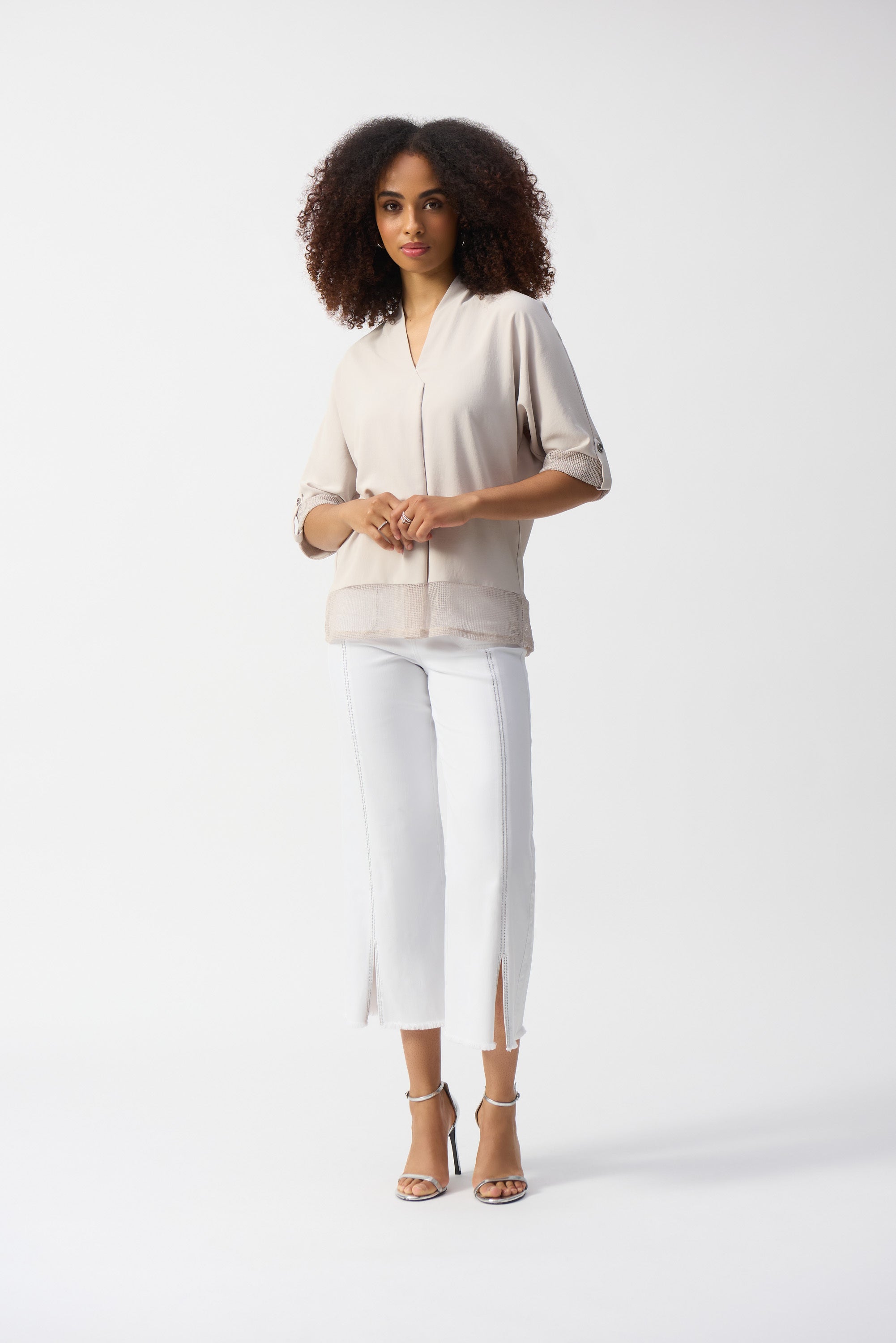 Beige bloes met speciale boord Joseph Ribkoff