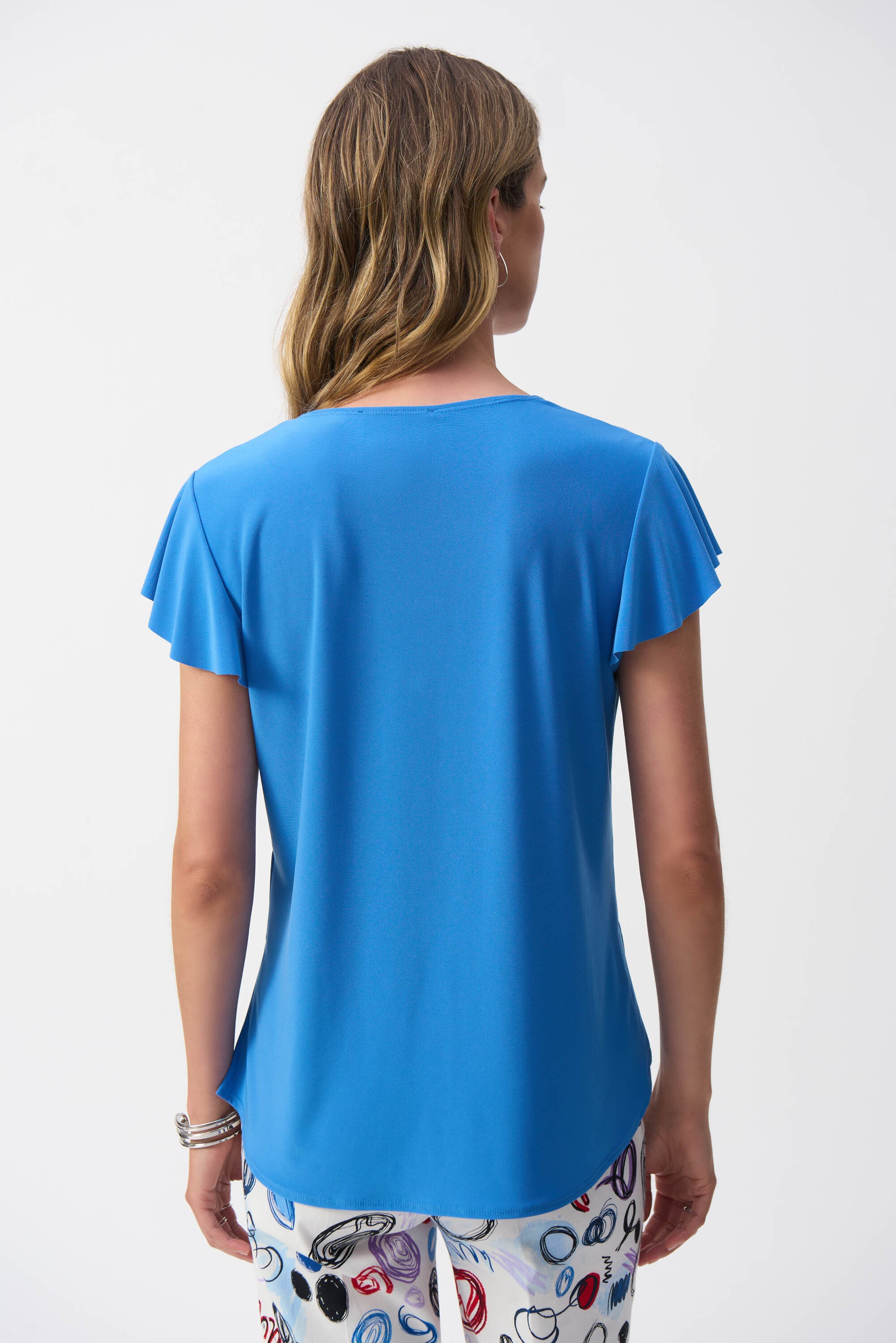Jeansblauwe t-shirt met ronde hals Joseph Ribkoff