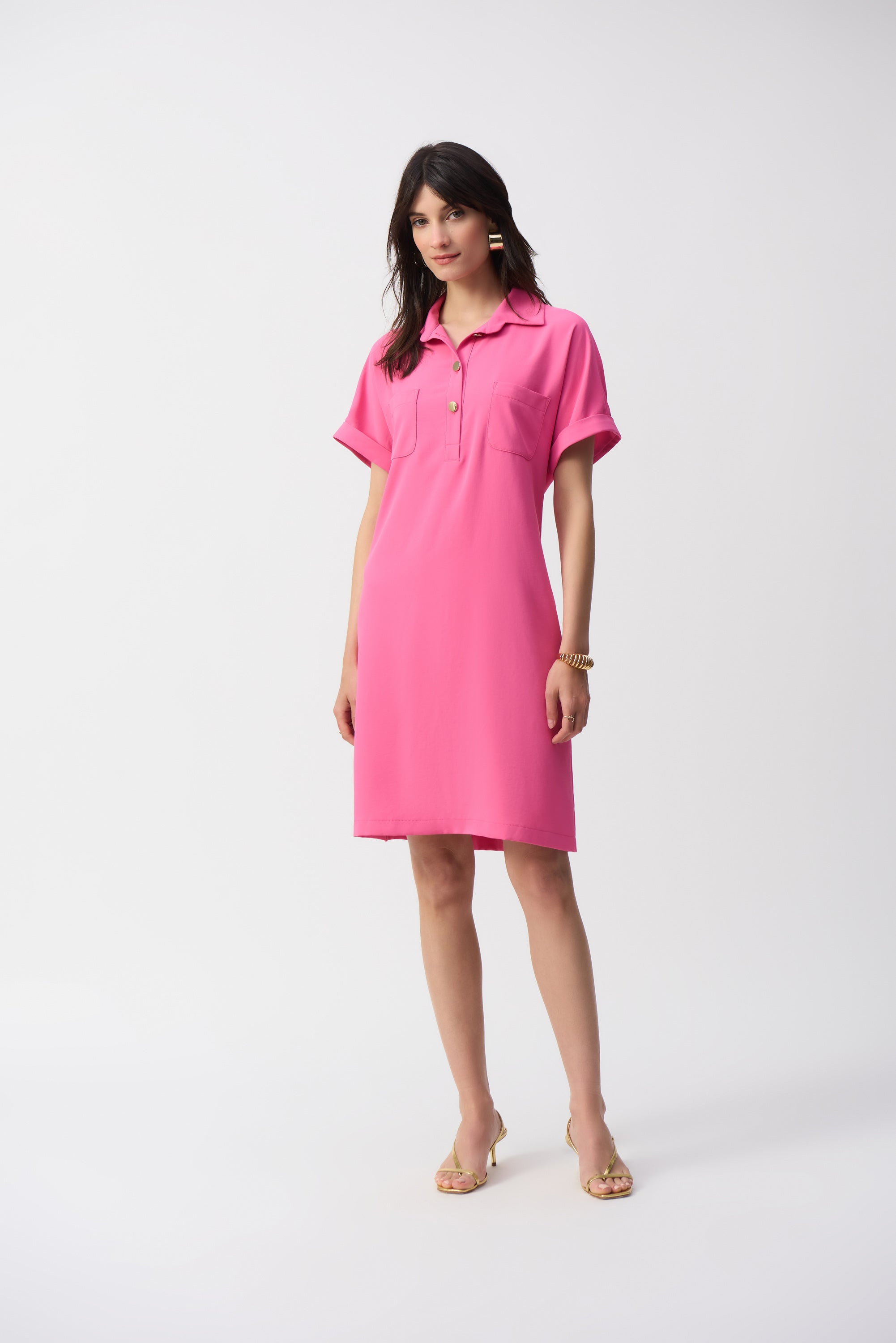 Robe-chemise rose à poches plaquées Joseph Ribkoff