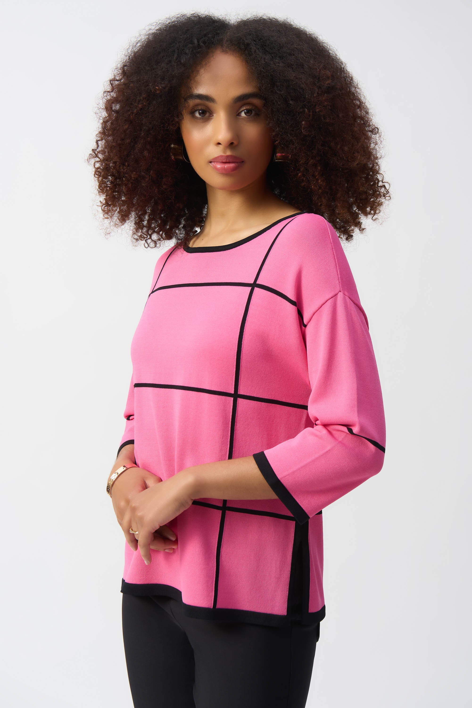 Pull rose fluo à rayures noires Jozeph Ribkoff