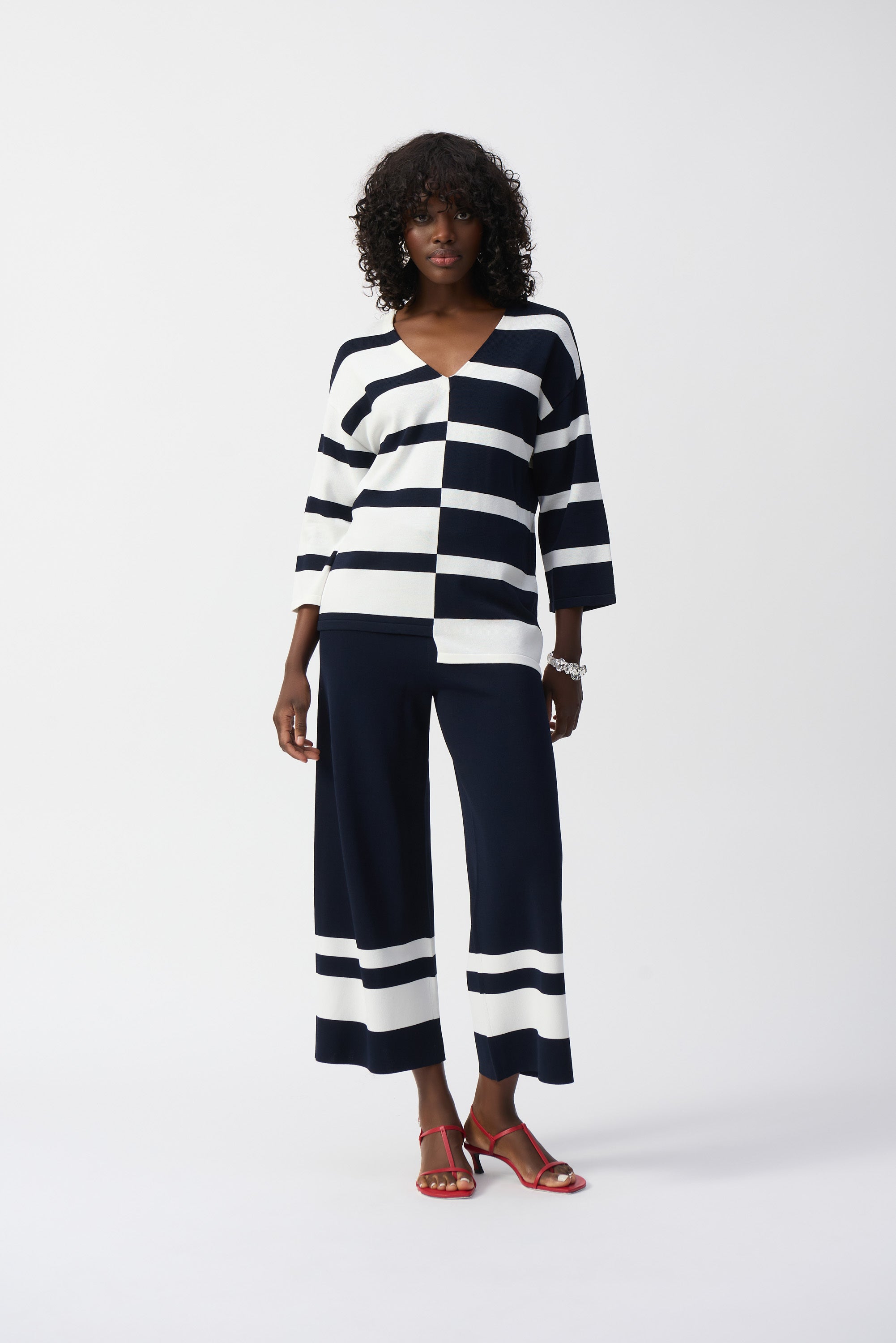 Pull blanc à rayures bleu foncé Joseph Ribkoff