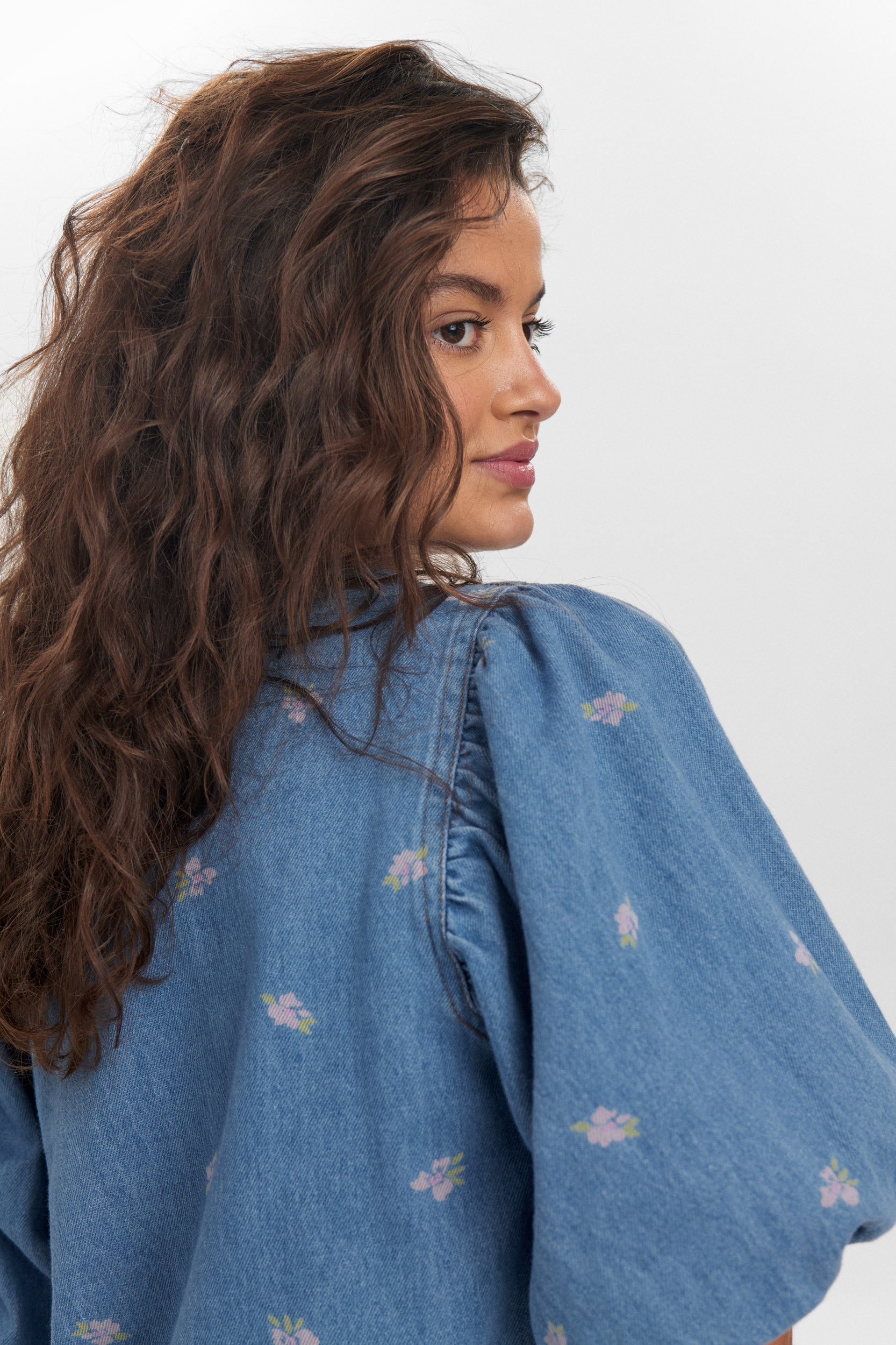 Jeansblouse met bloemetjesmotief Ibiza Blouse Numph