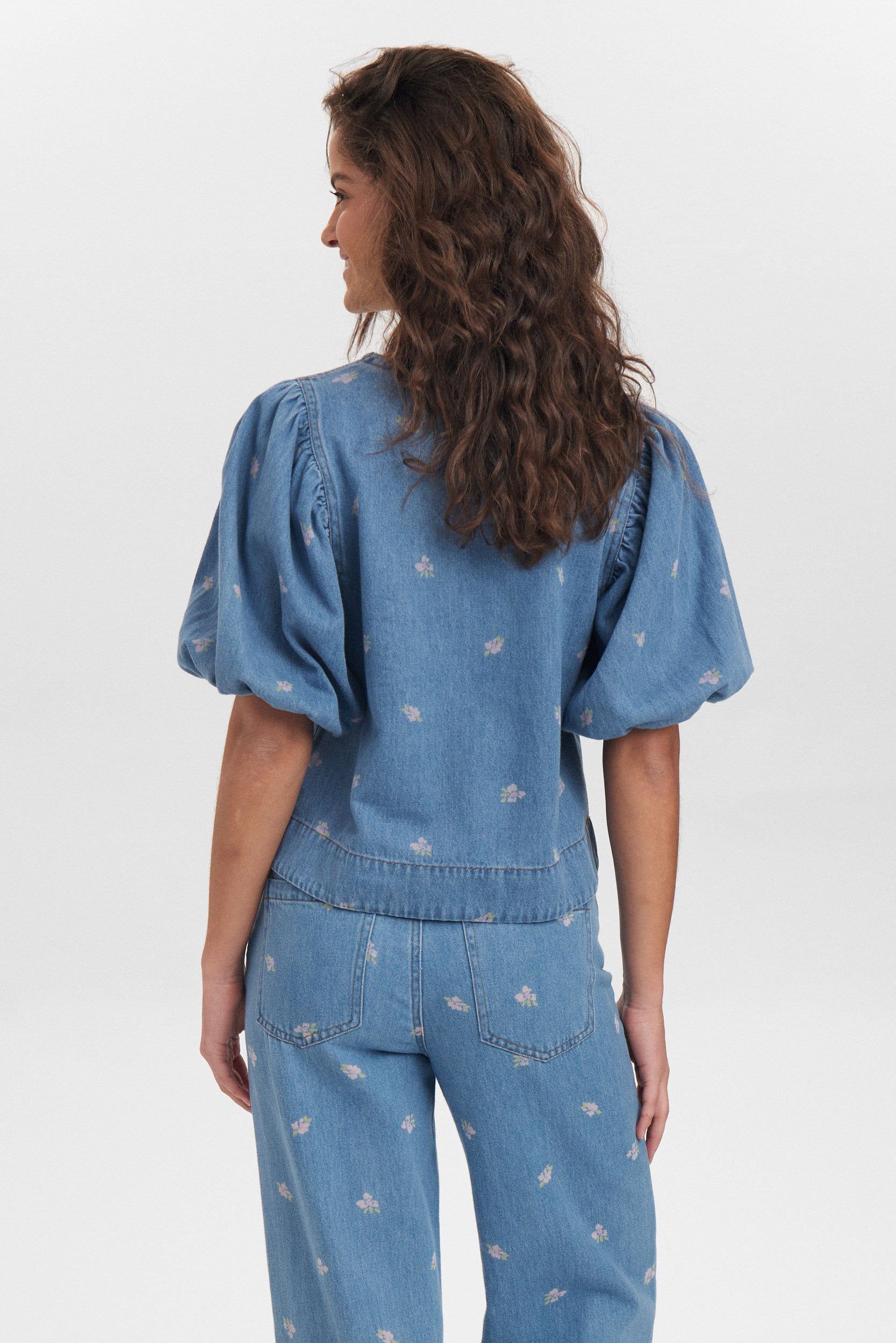 Jeansblouse met bloemetjesmotief Ibiza Blouse Numph