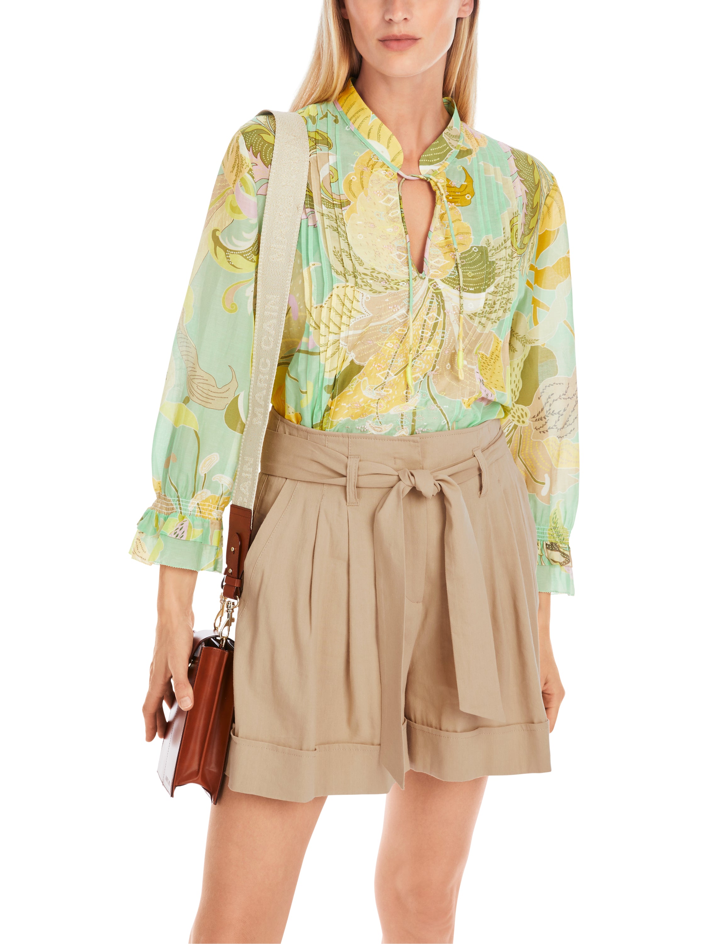 Blouse multicolore en coton à manches longues, collection Marc Cain