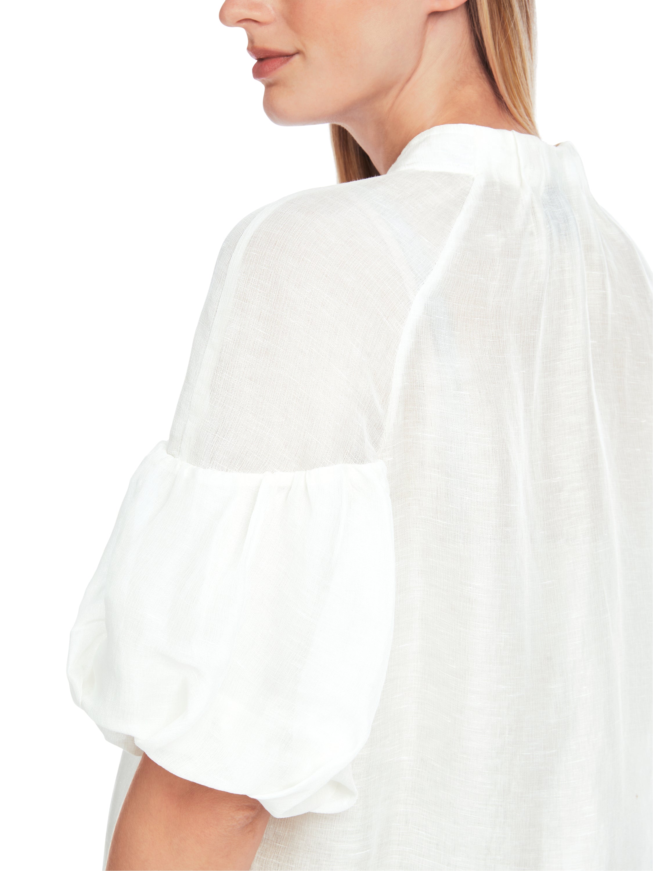 Ecru linnen blouse met korte mouwen Marc Cain collections