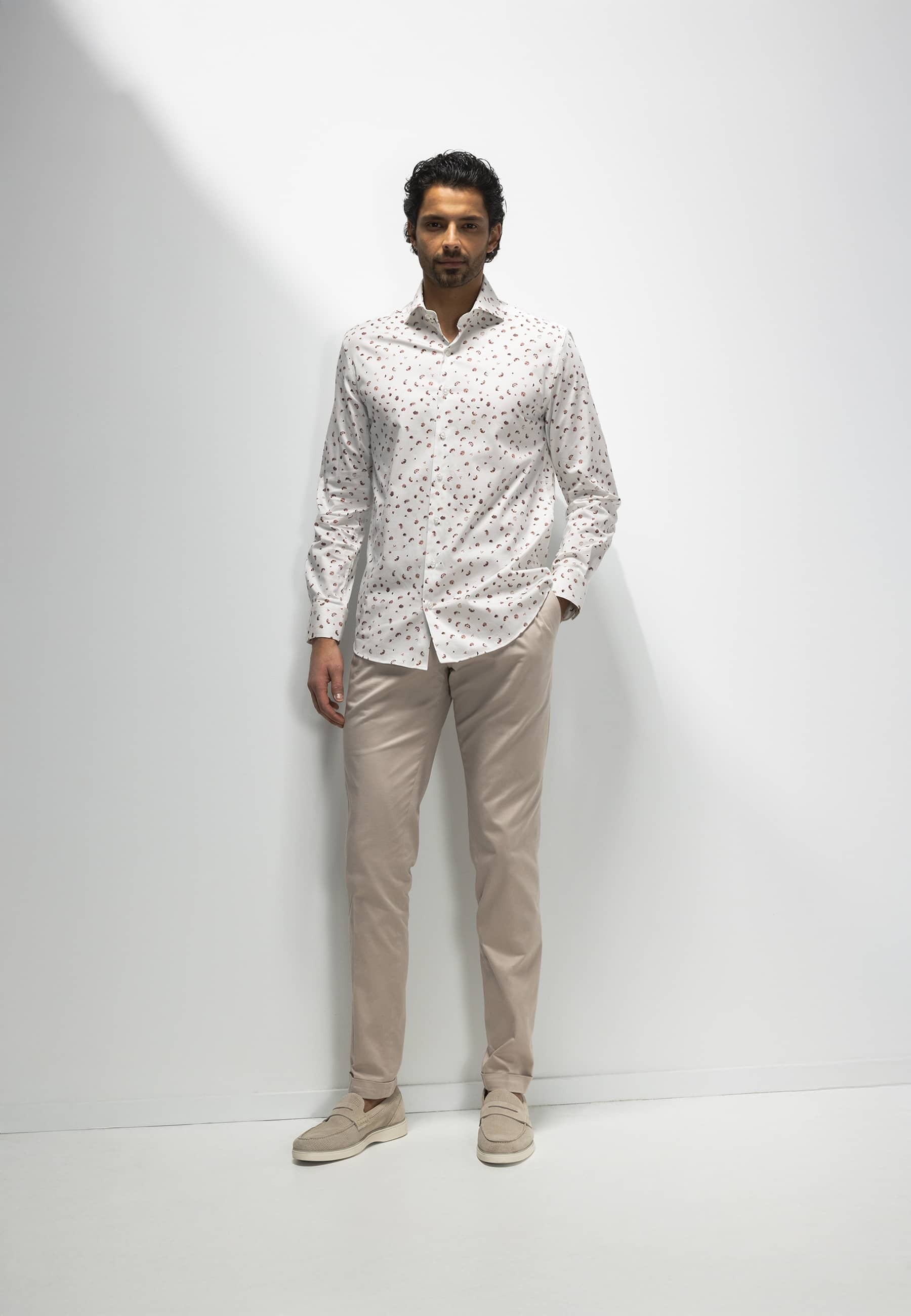 Chemise blanche à imprimé floral (coupe classique) et manches longues State Of Art