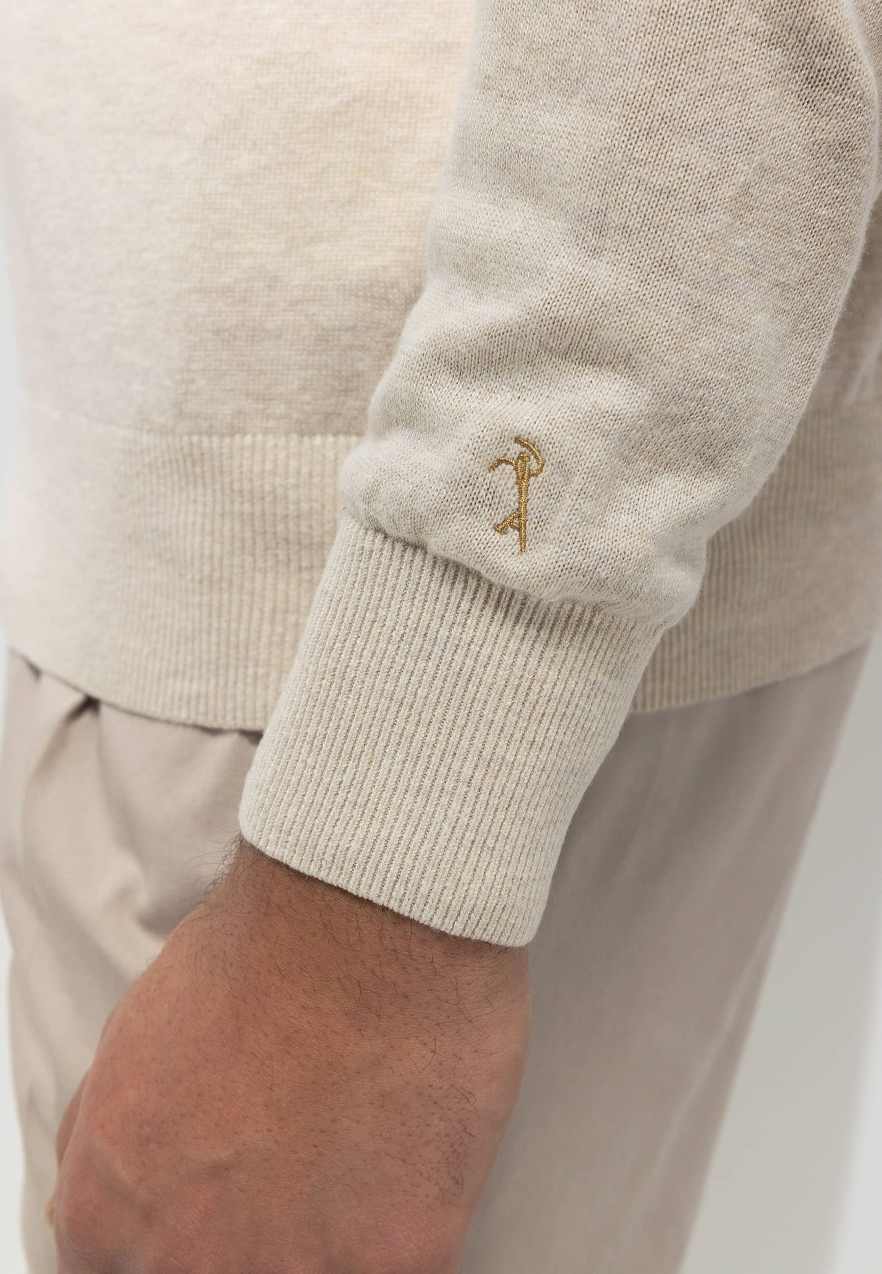 Pull en lin beige à col rond et manches longues State of Art