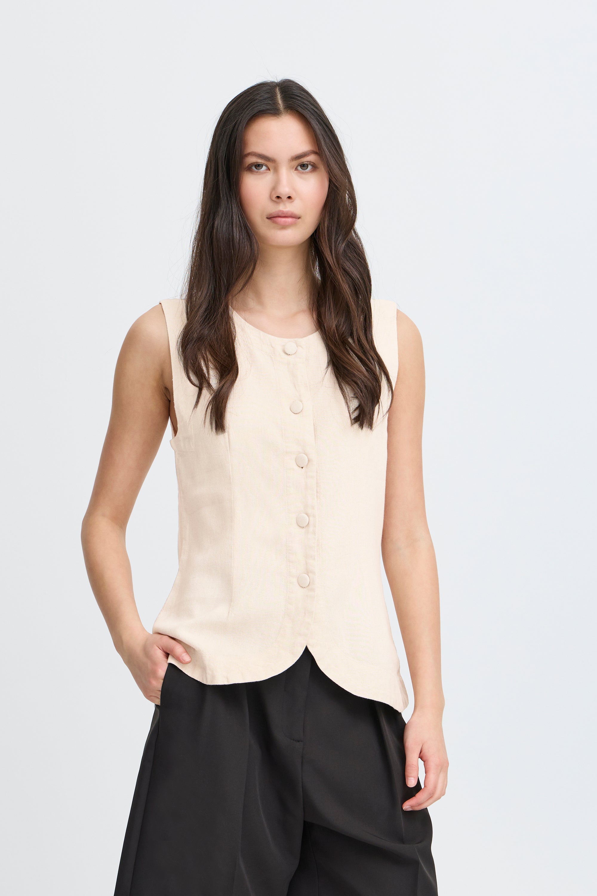 Débardeur en lin blanc Ichi