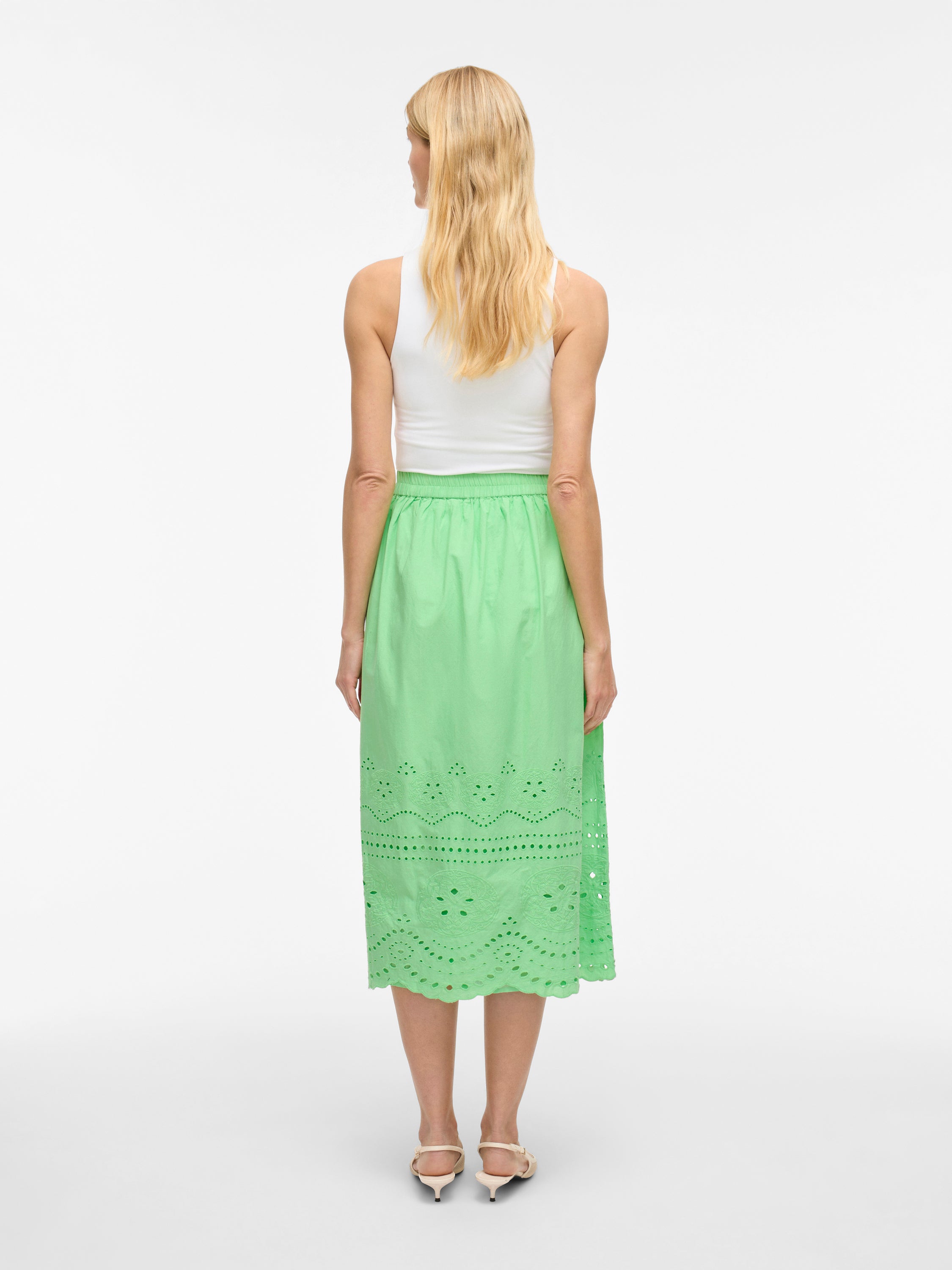 Jupe verte évasée brodée Vimette Vila
