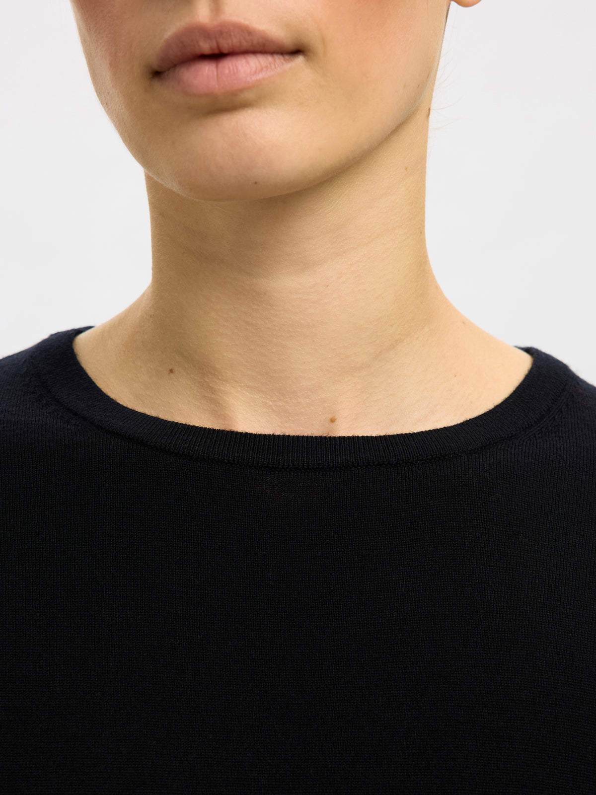 Zwarte pull met ronde hals en lange mouwen Selected