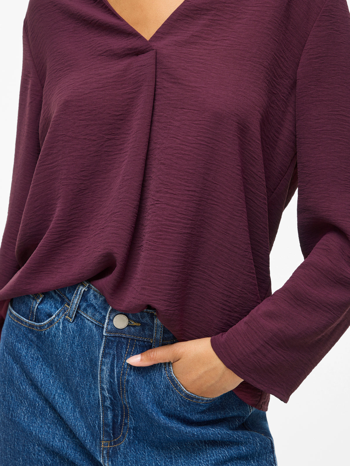 Bordeaux blouse met v-hals Vijosa Vila