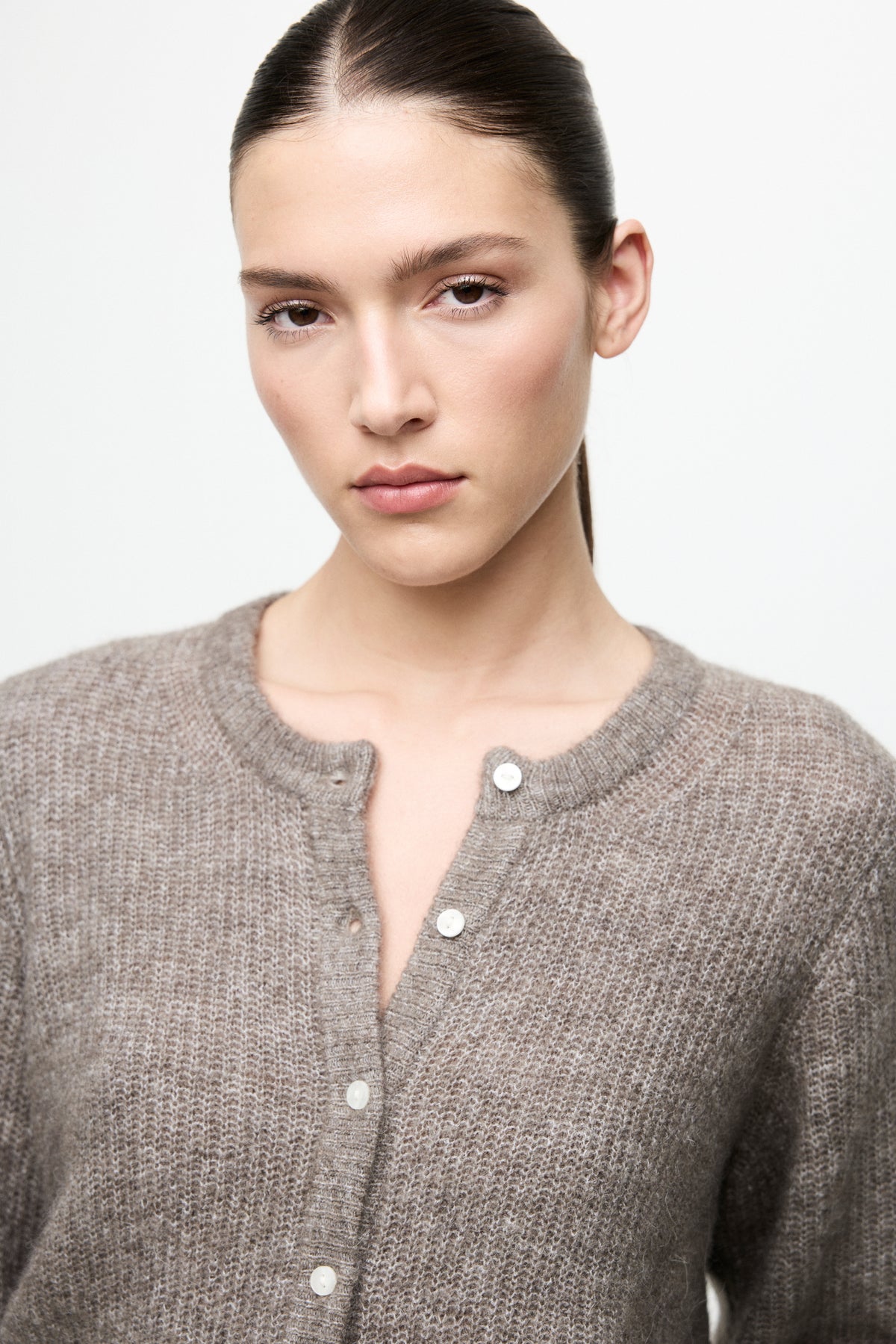 Taupe kleurige cardigan Vilory Vila