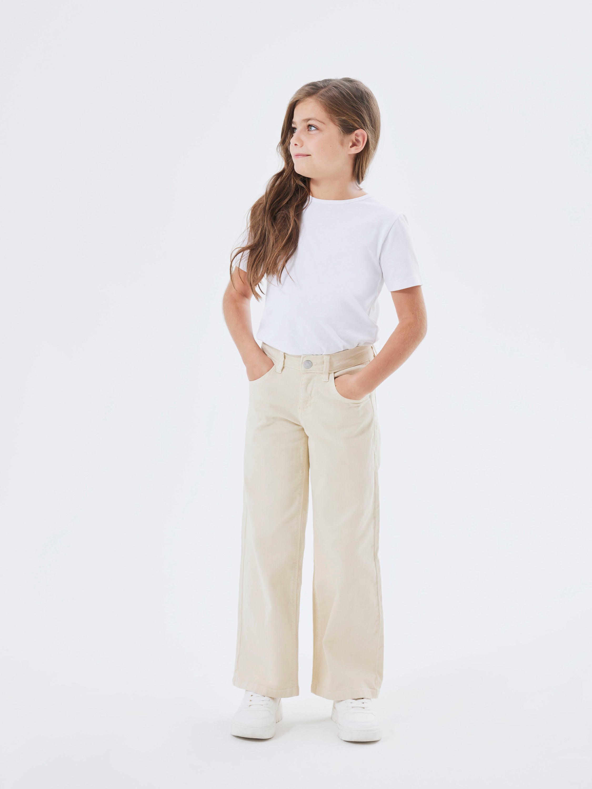 Beige wide leg jeans met hoge taille Name it